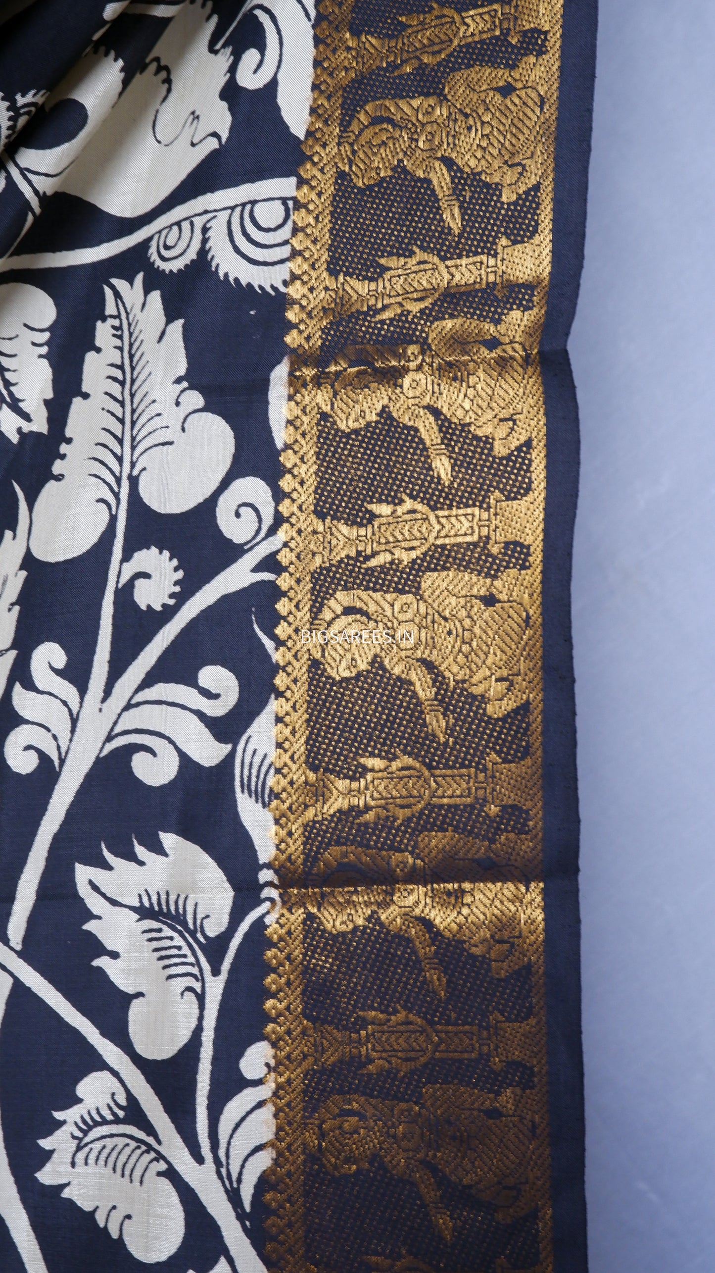 Hand-Painted Pen Kalamkari Saree in Pure Mangalgiri Silk