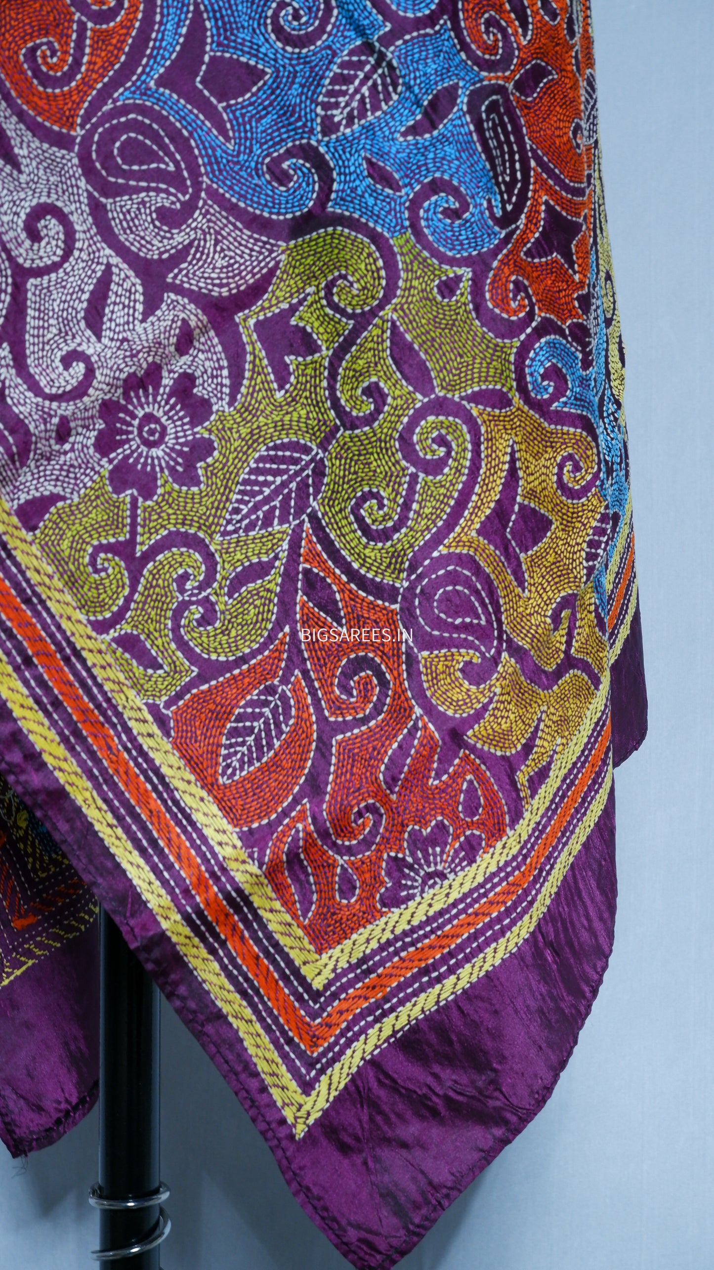 Kantha Art Silk Stole | Purple | 22" |