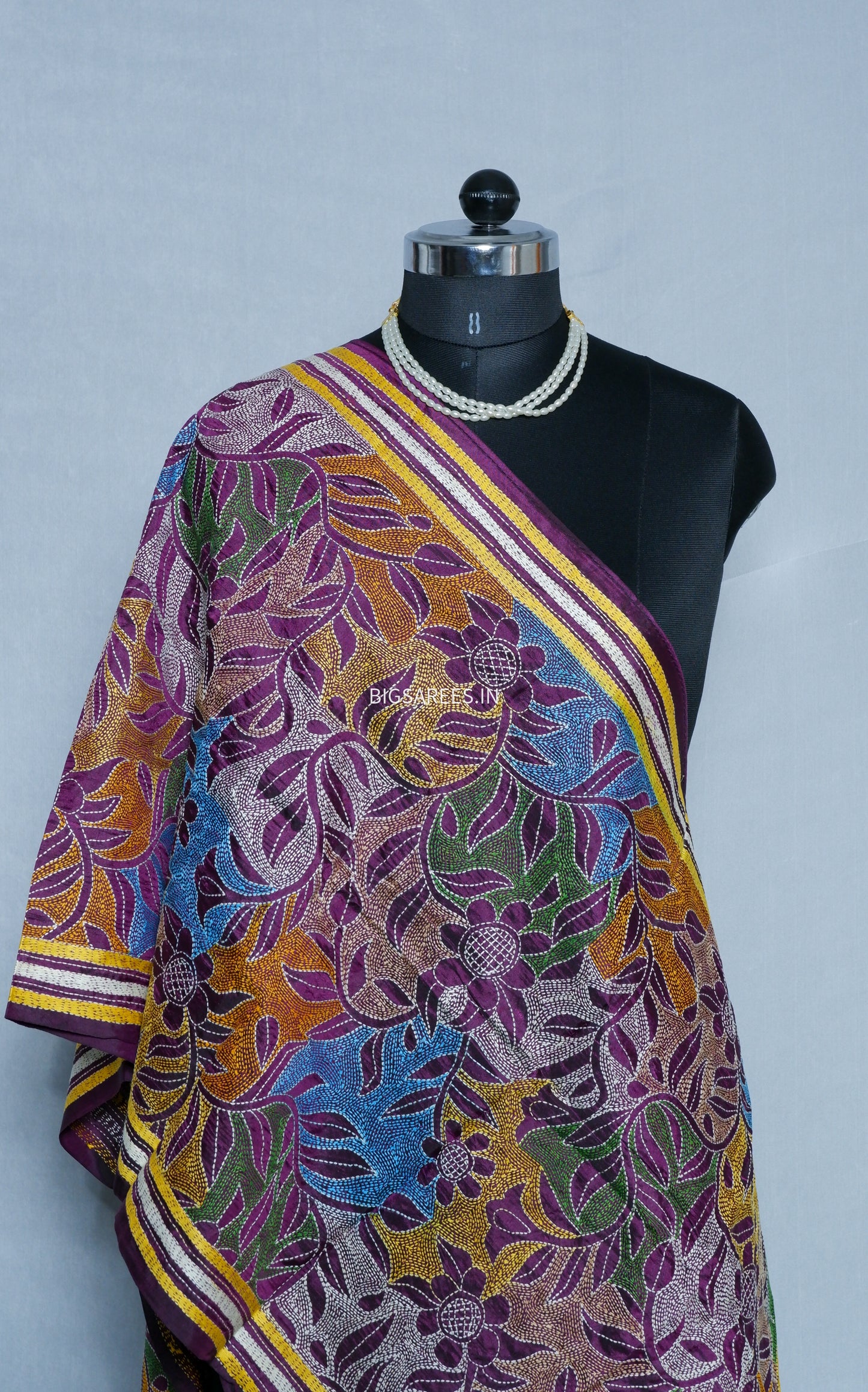 Kantha Art Silk Stole | Purple | 22" |