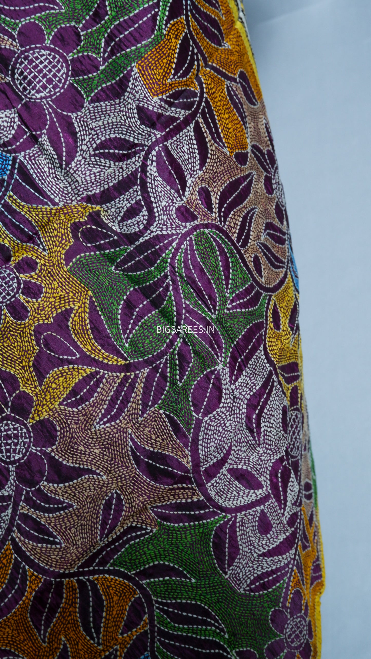 Kantha Art Silk Stole | Purple | 22" |