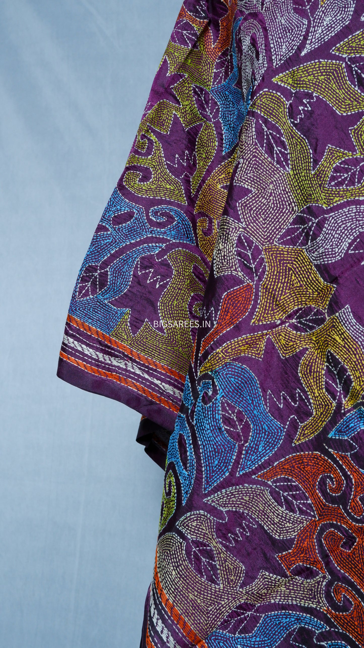 Kantha Art Silk Stole | Purple | 22" |