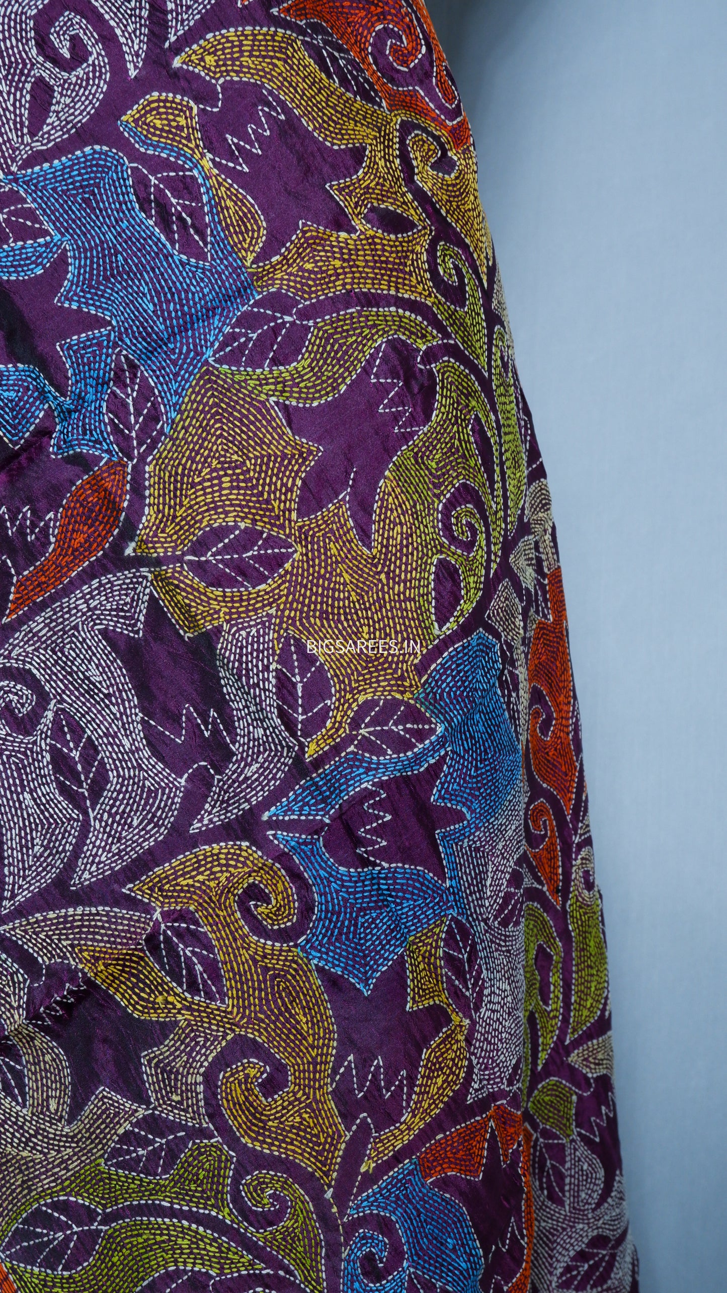 Kantha Art Silk Stole | Purple | 22" |