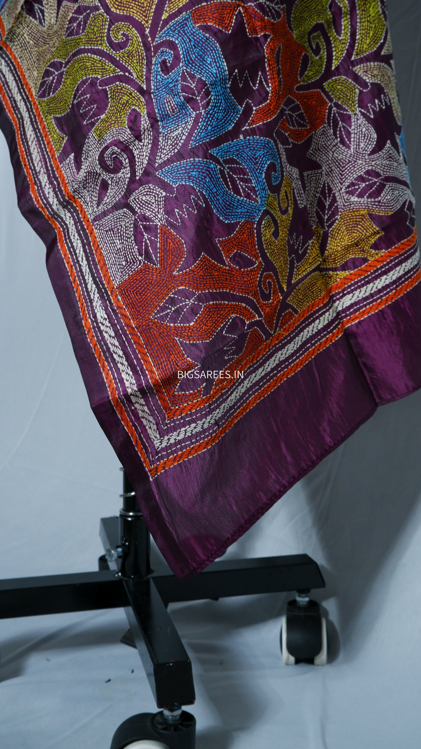 Kantha Art Silk Stole | Purple | 22" |
