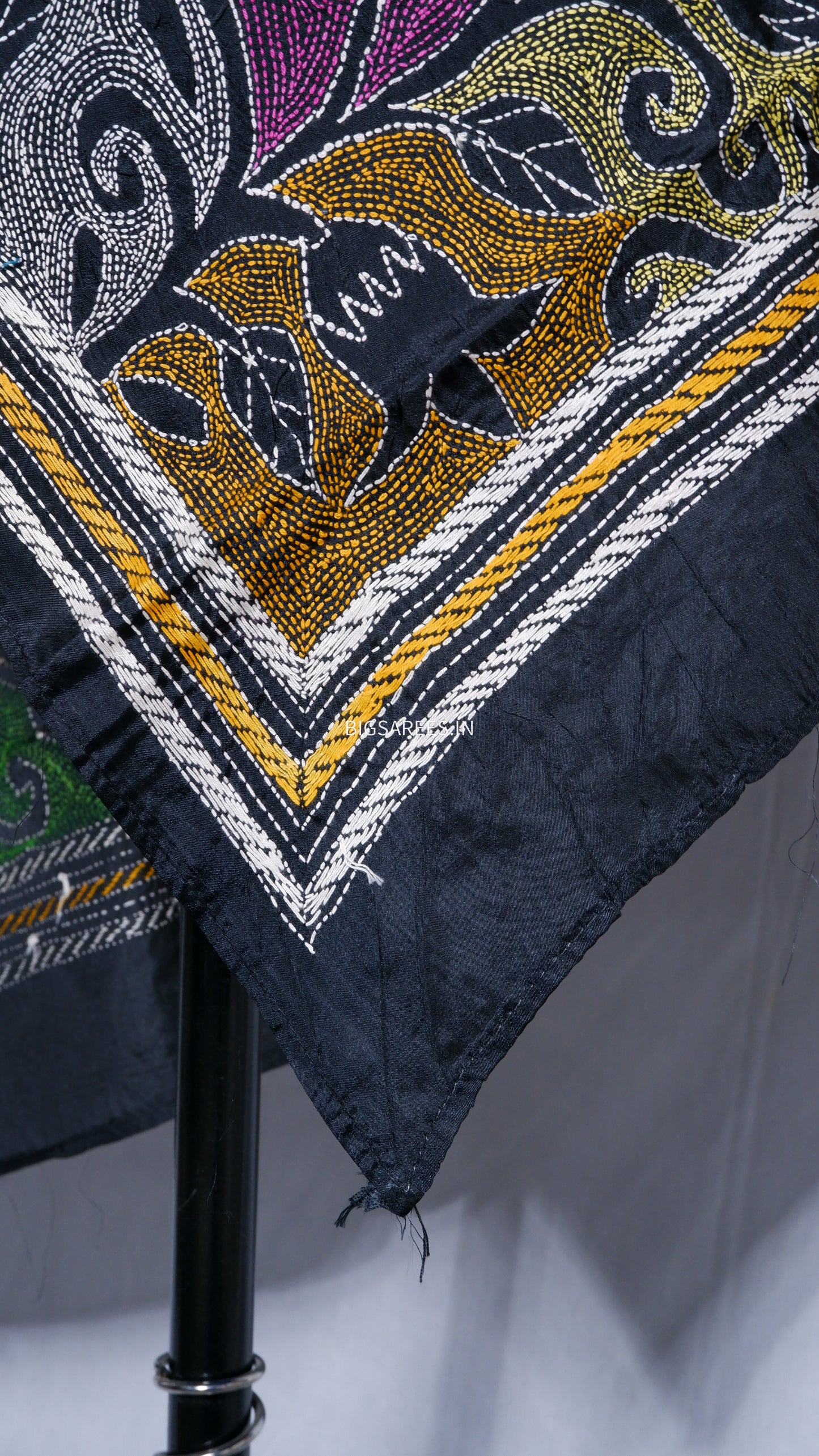 Kantha Art Silk Stole | Black | 22" |