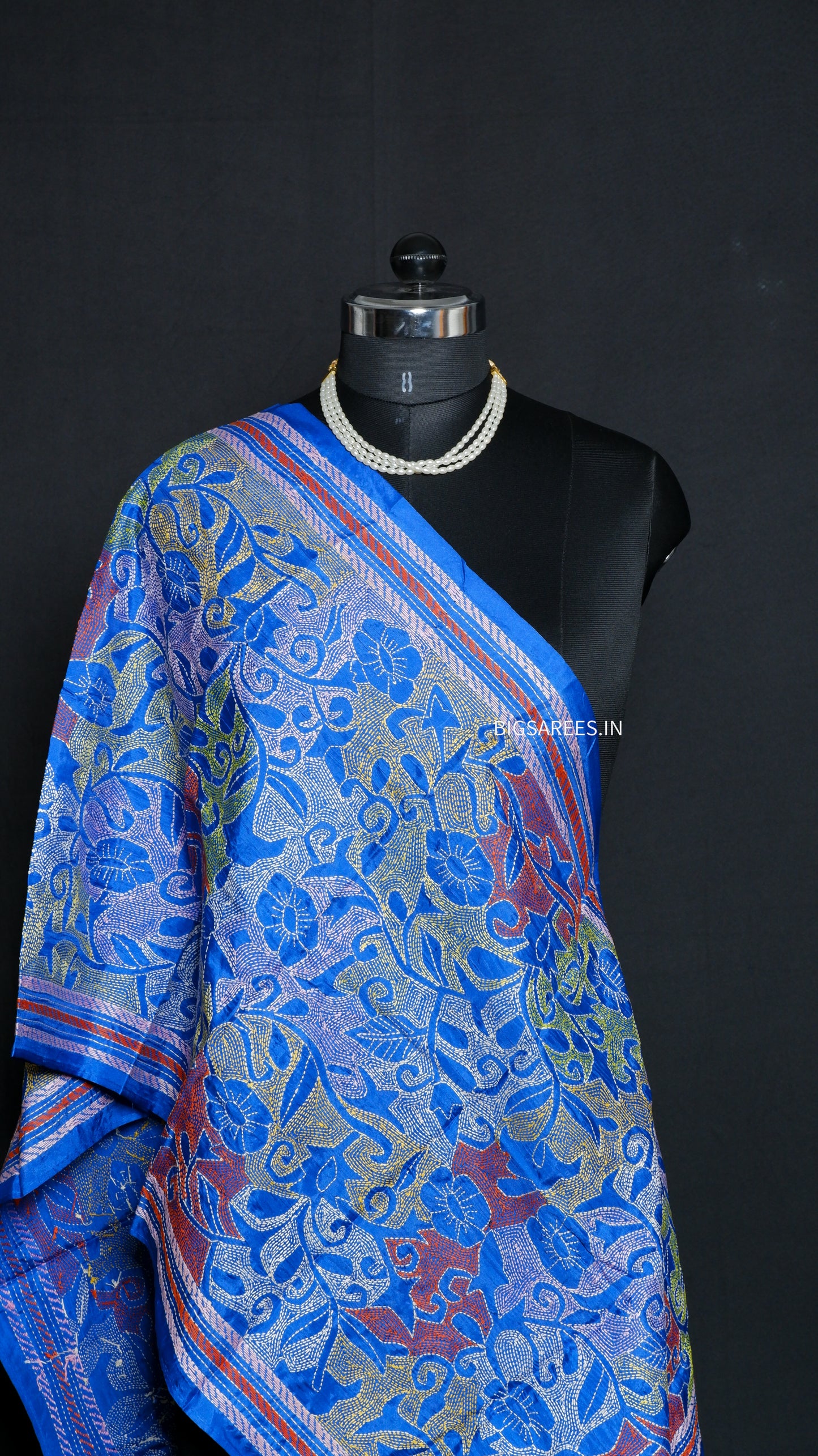 Kantha Art Silk Stole| Blue |22"|