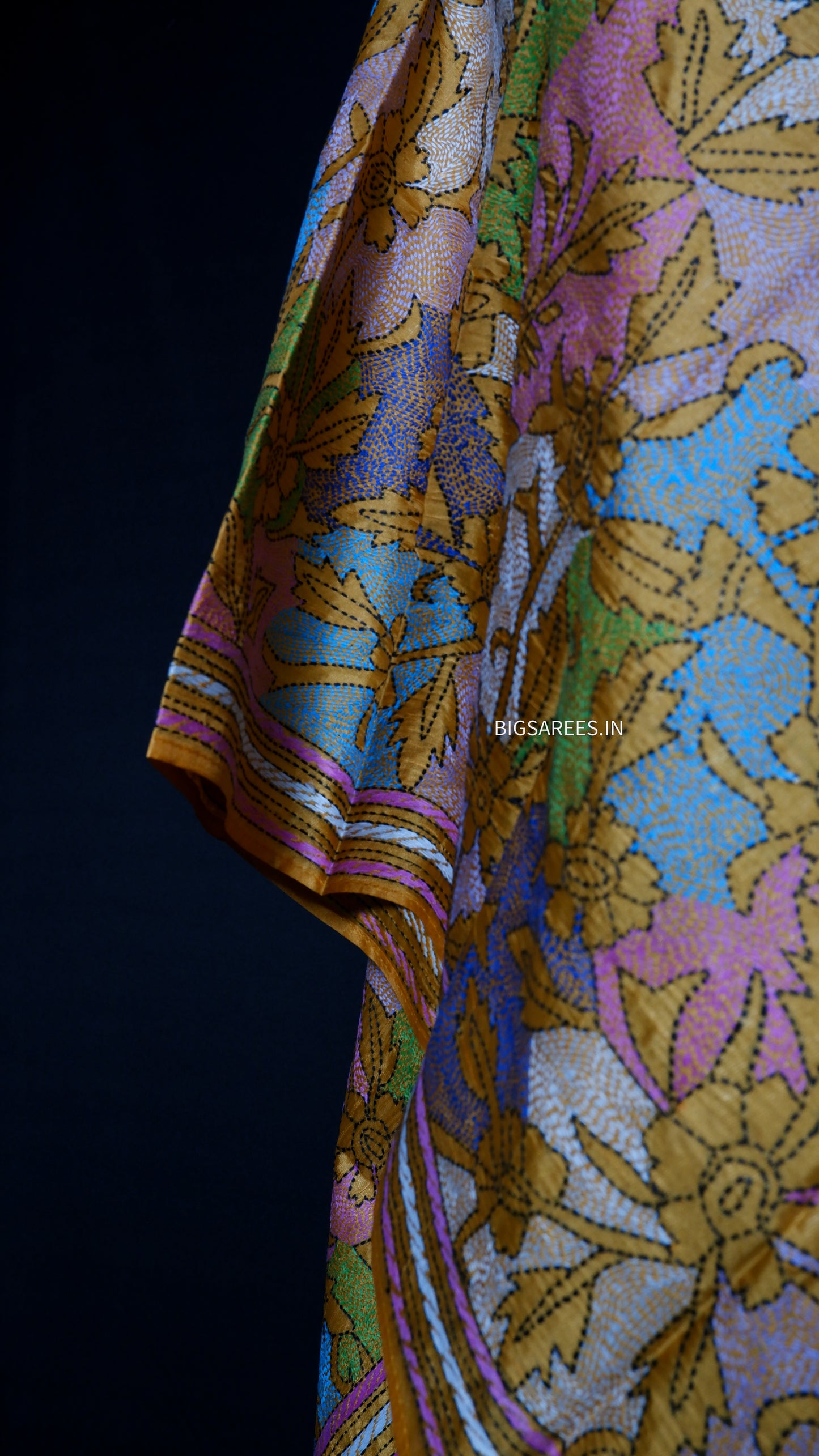 Kantha Art Silk Stole | Mustard | 22" |