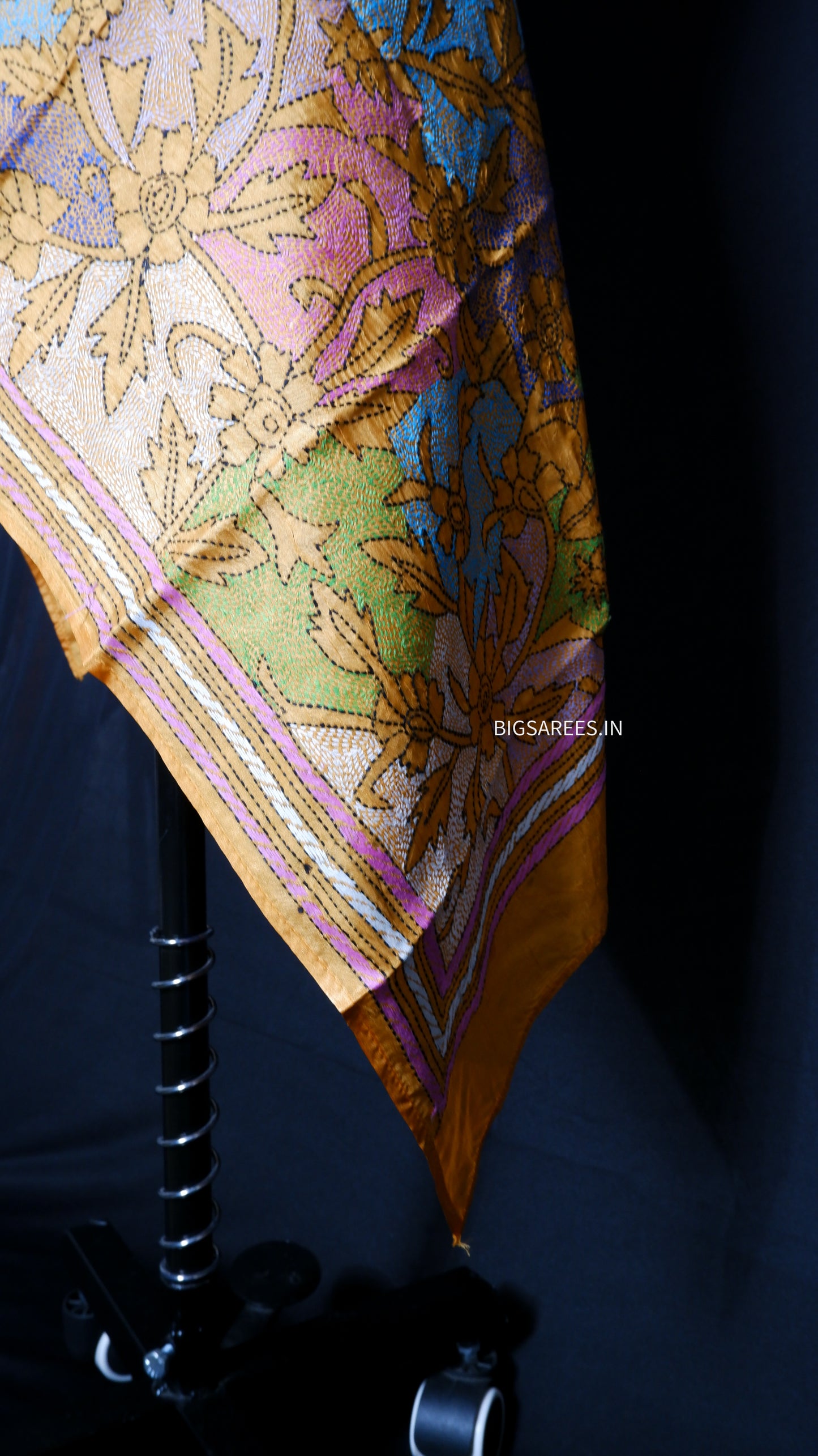 Kantha Art Silk Stole | Mustard | 22" |