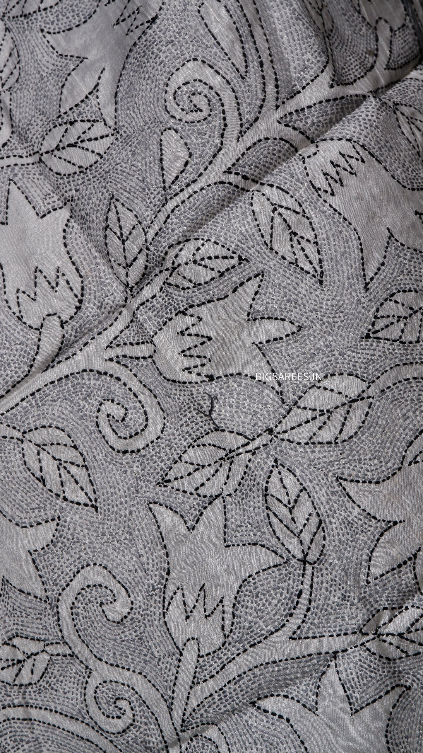 Kantha Art Silk Stole | White | 22" |