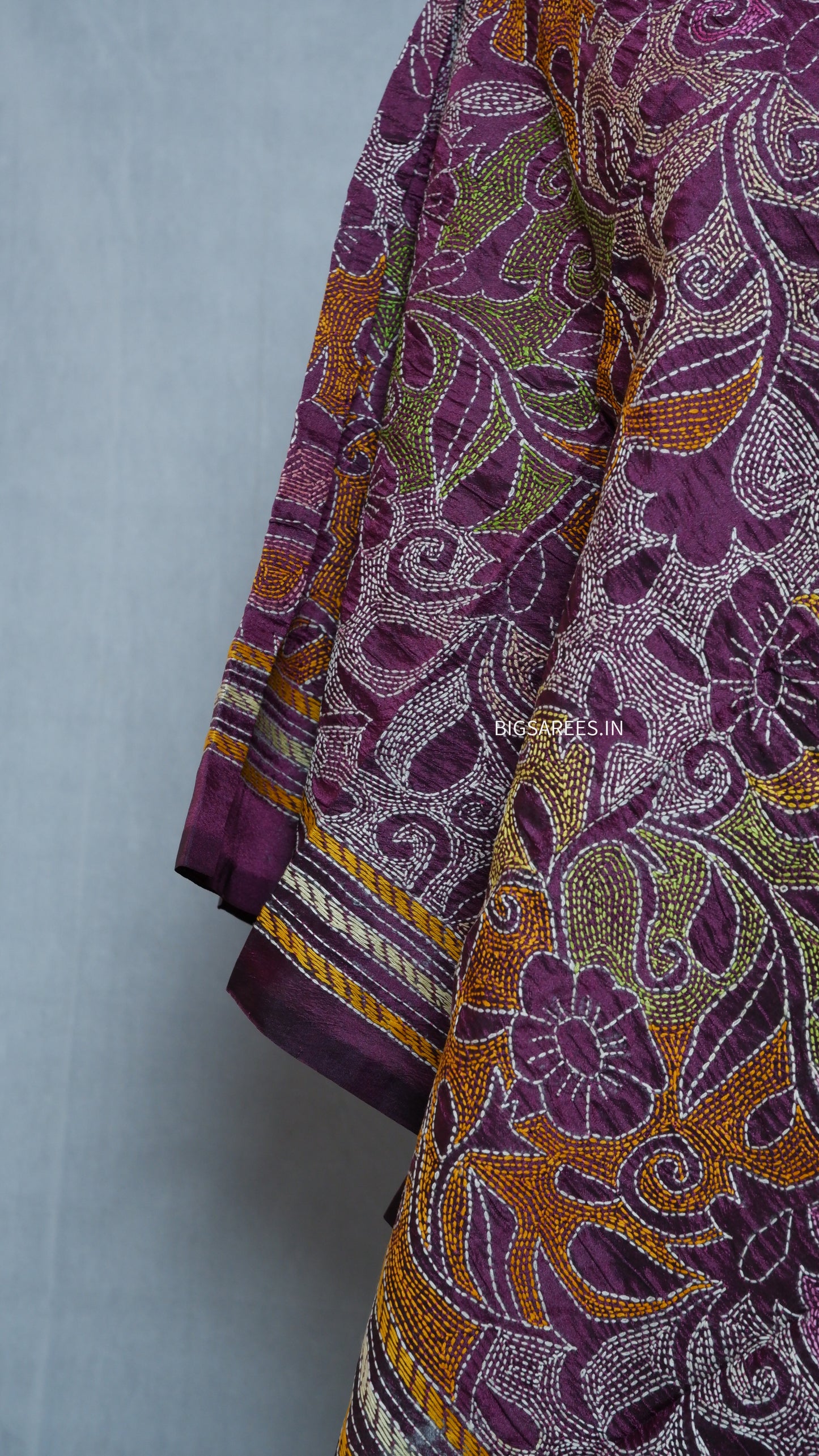 Kantha Art Silk Stole | Dark Purple| 22" |