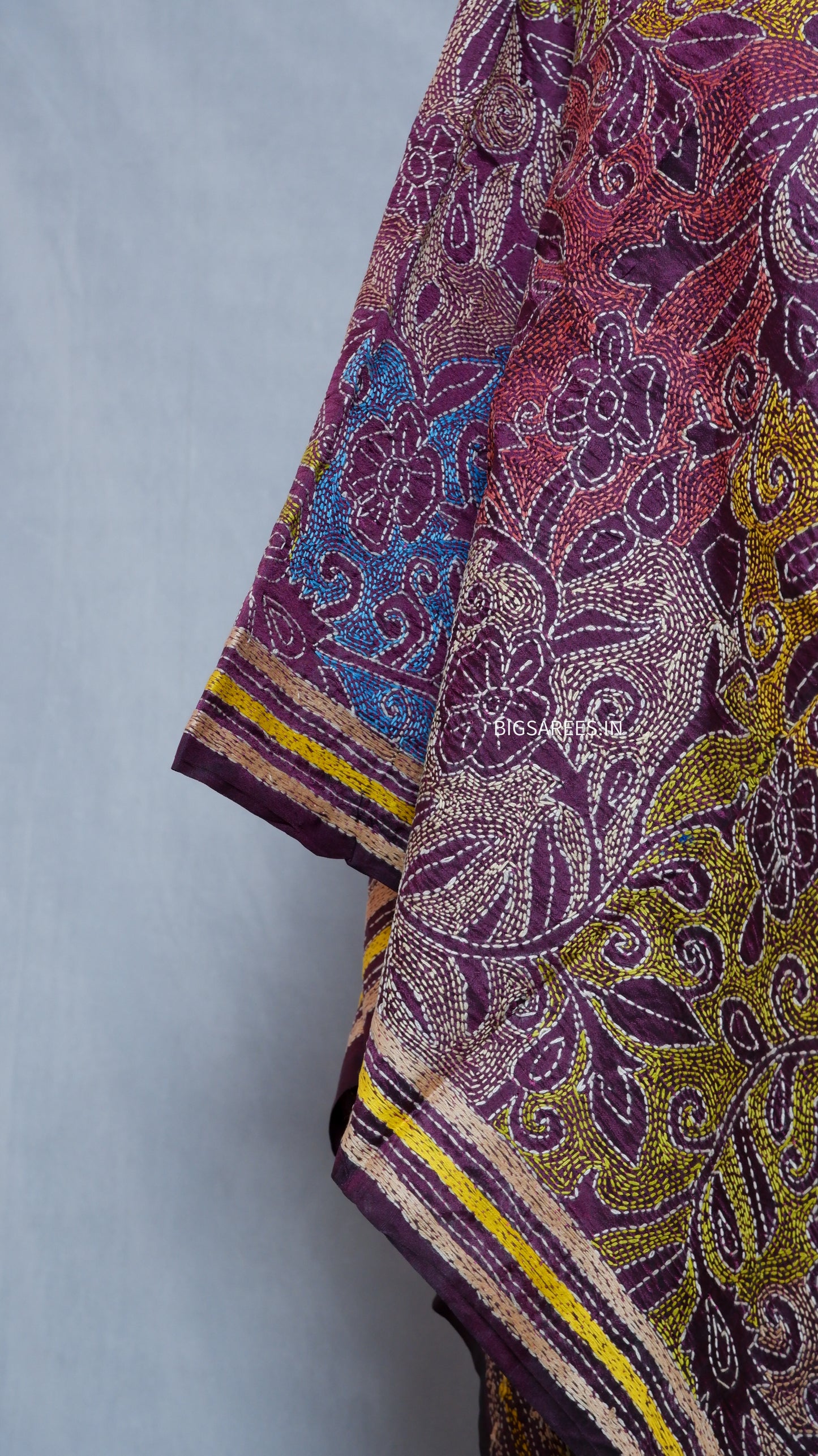Kantha Art Silk Stole | Dark Purple | 22" |