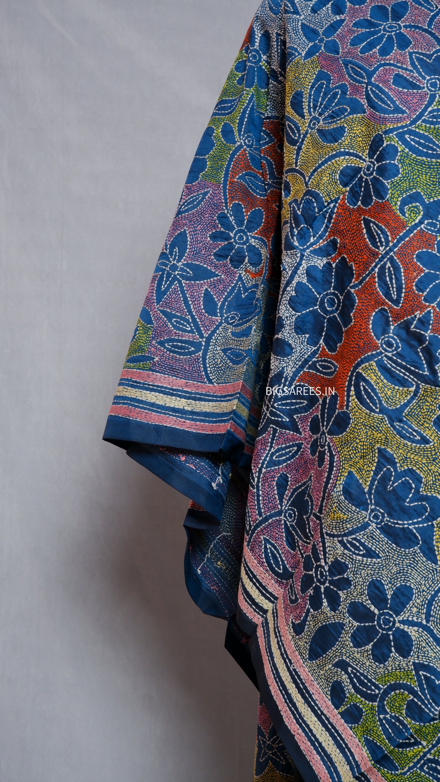 Kantha Art Silk Stole | Cobalt Blue | 22" |