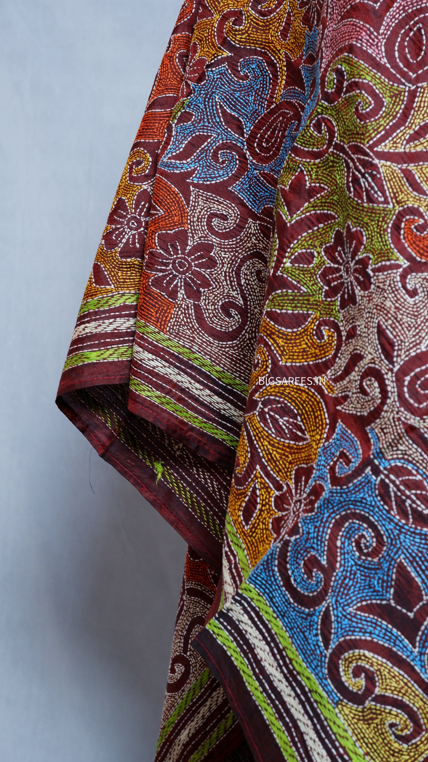 Kantha Art Silk Stole | Maroon | 22" |