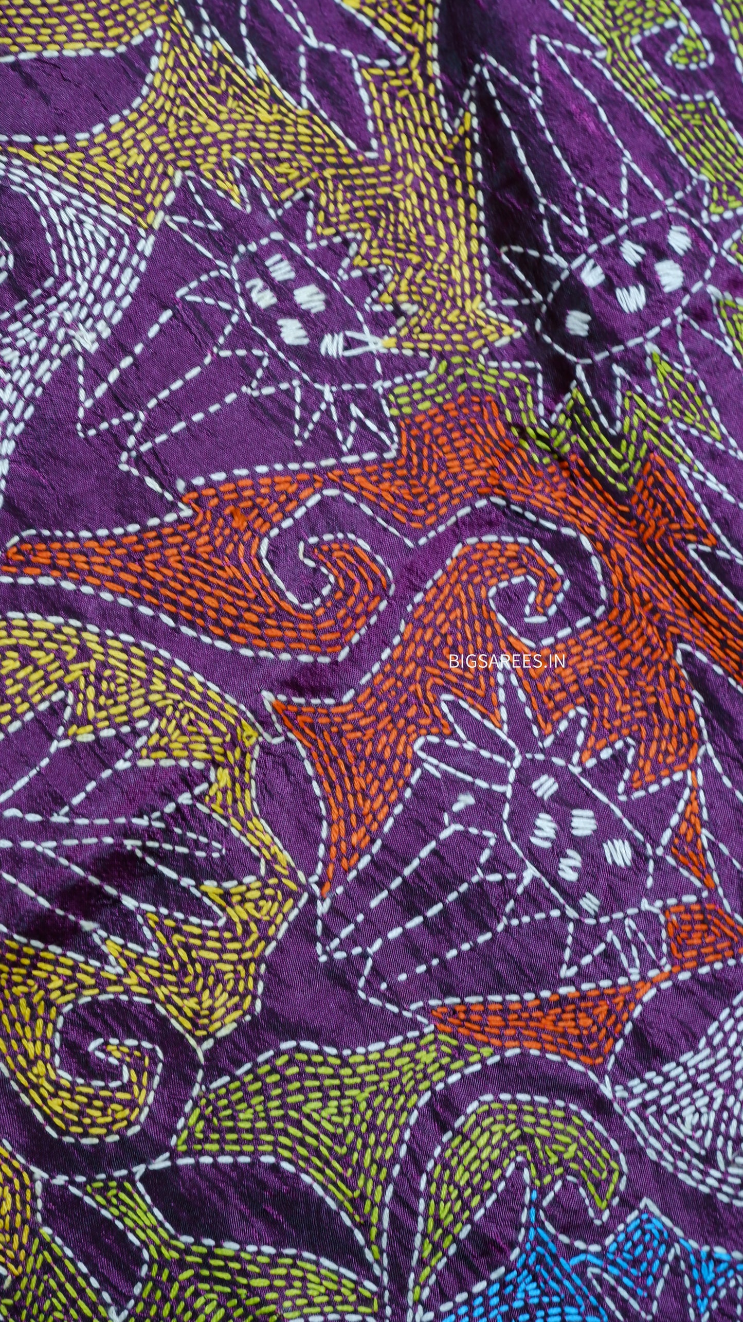 Kantha Art Silk Stole | Muted Purple | 22" |