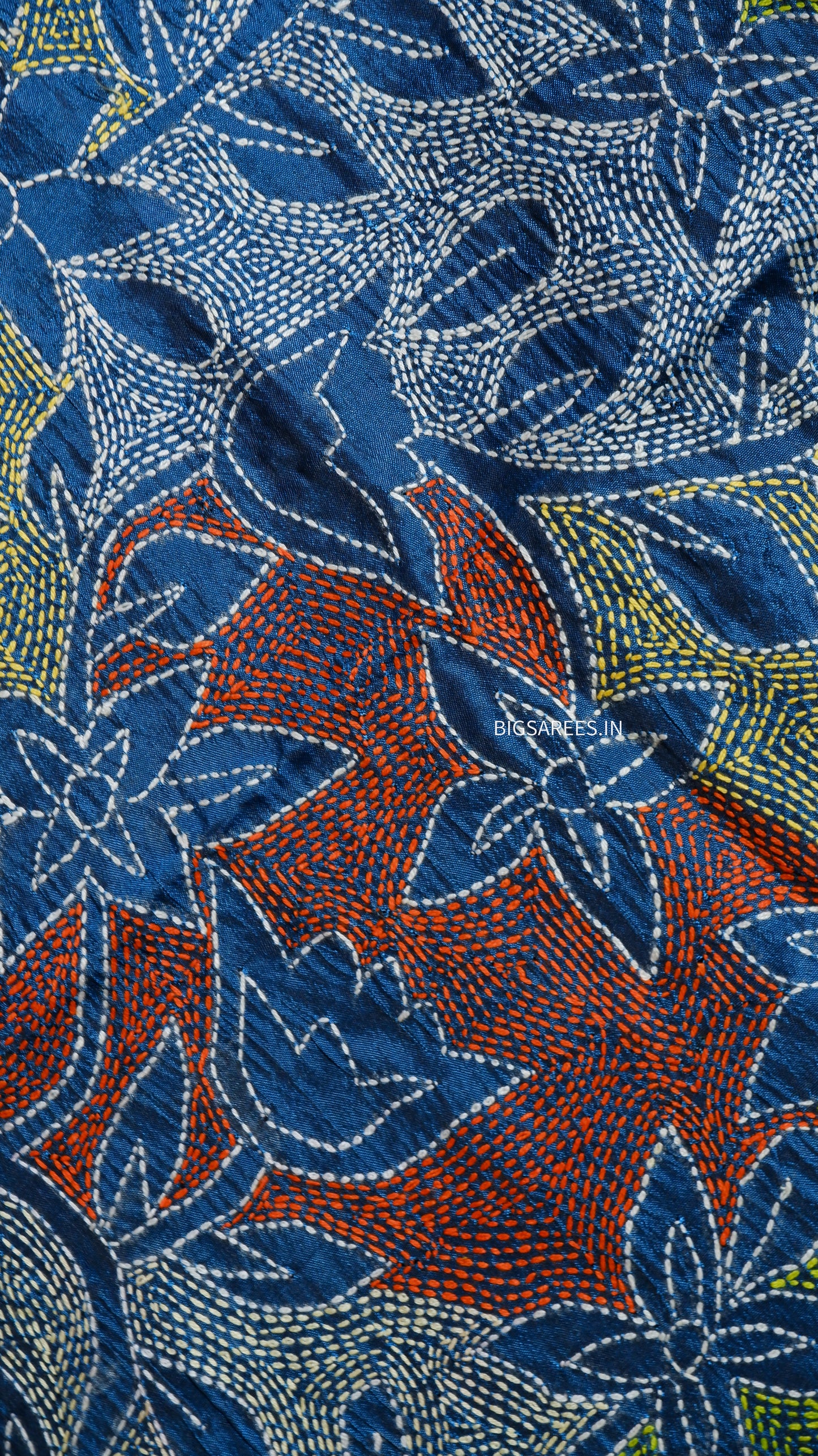 Kantha Art Silk Stole | Blue | 22" |