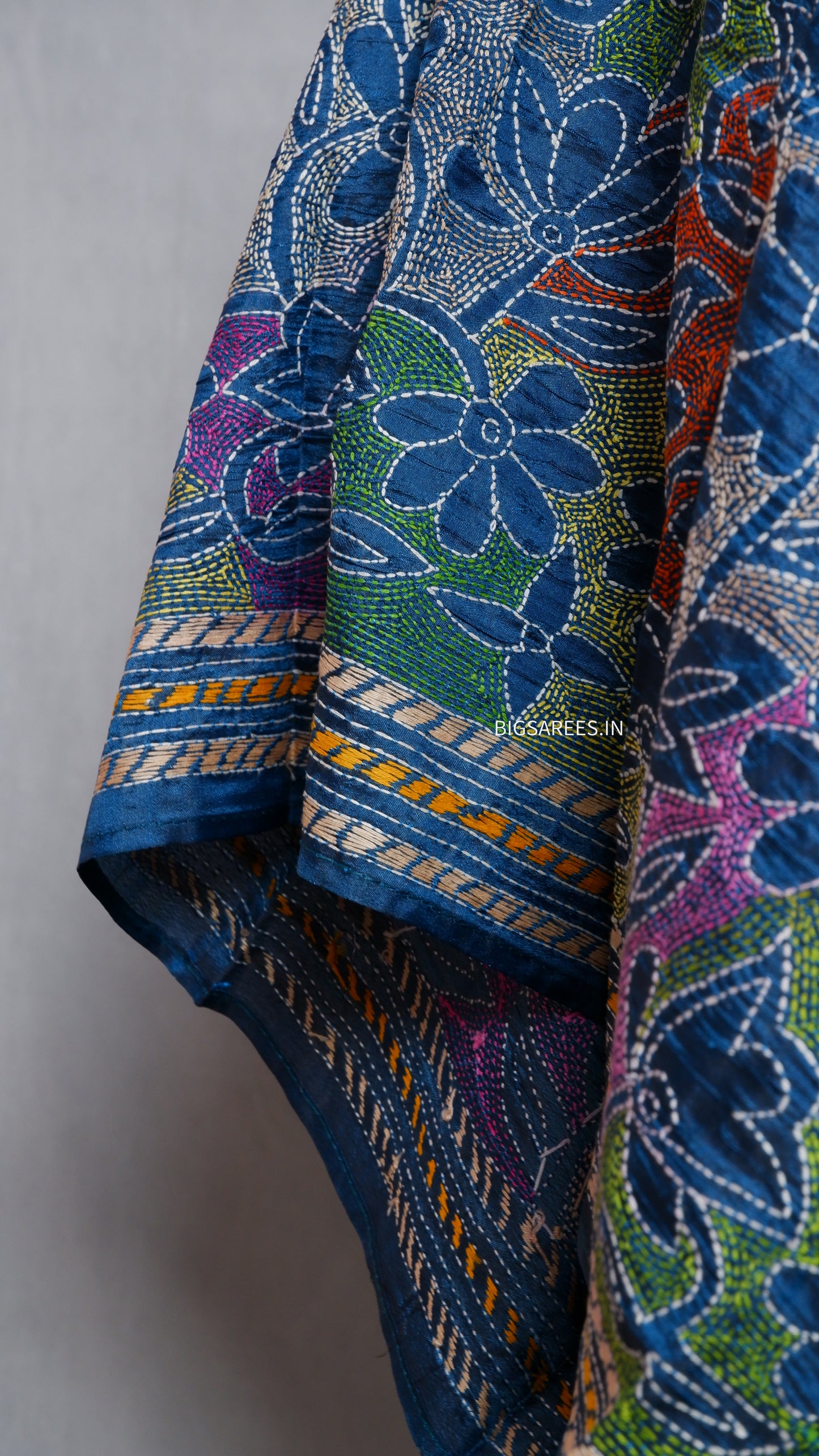 Kantha Art Silk Stole | Blue | 22" |