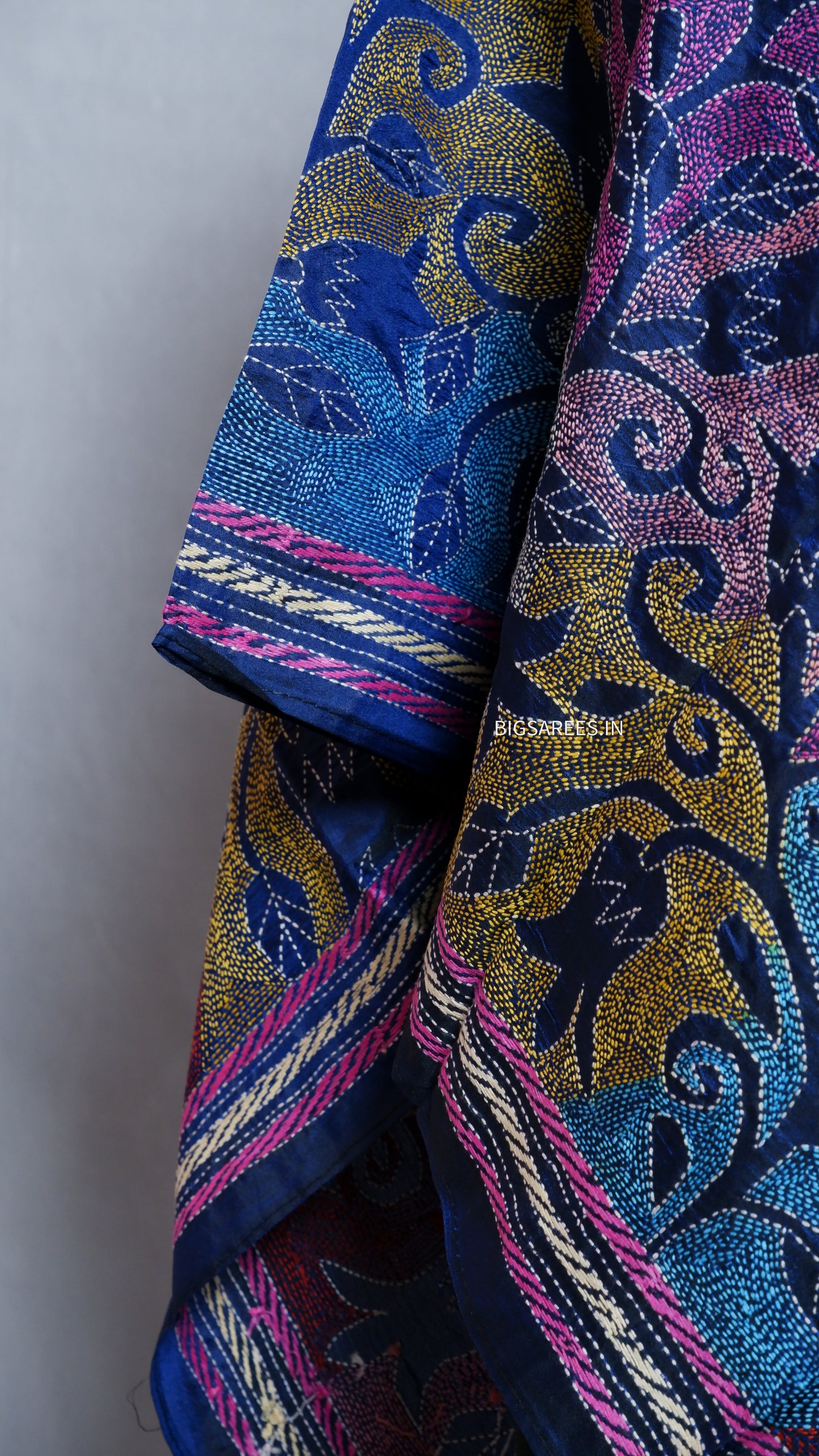 Kantha Art Silk Stole | Royal Blue | 22" |