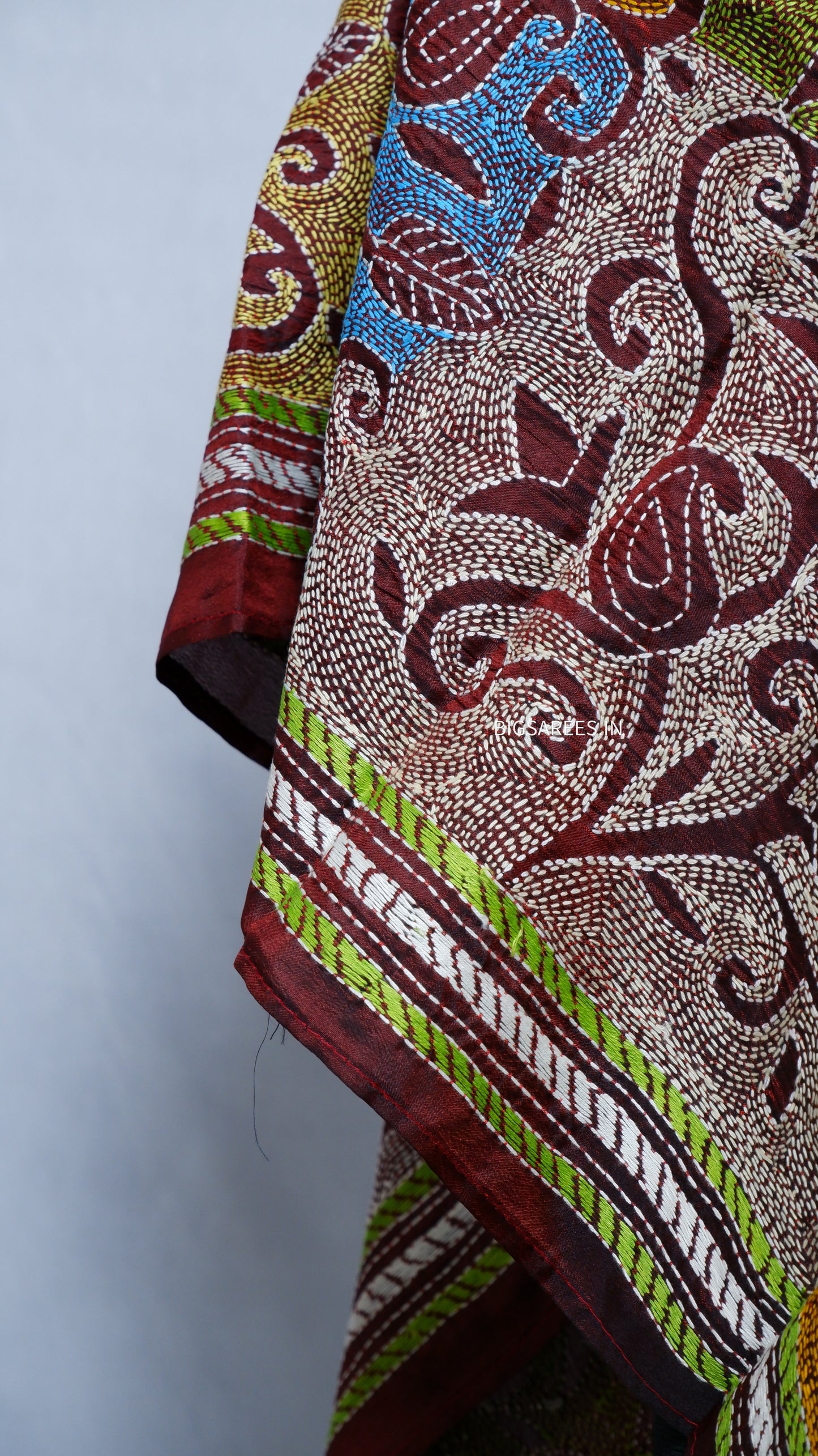 Kantha Art Silk Stole | Maroon | 22" |