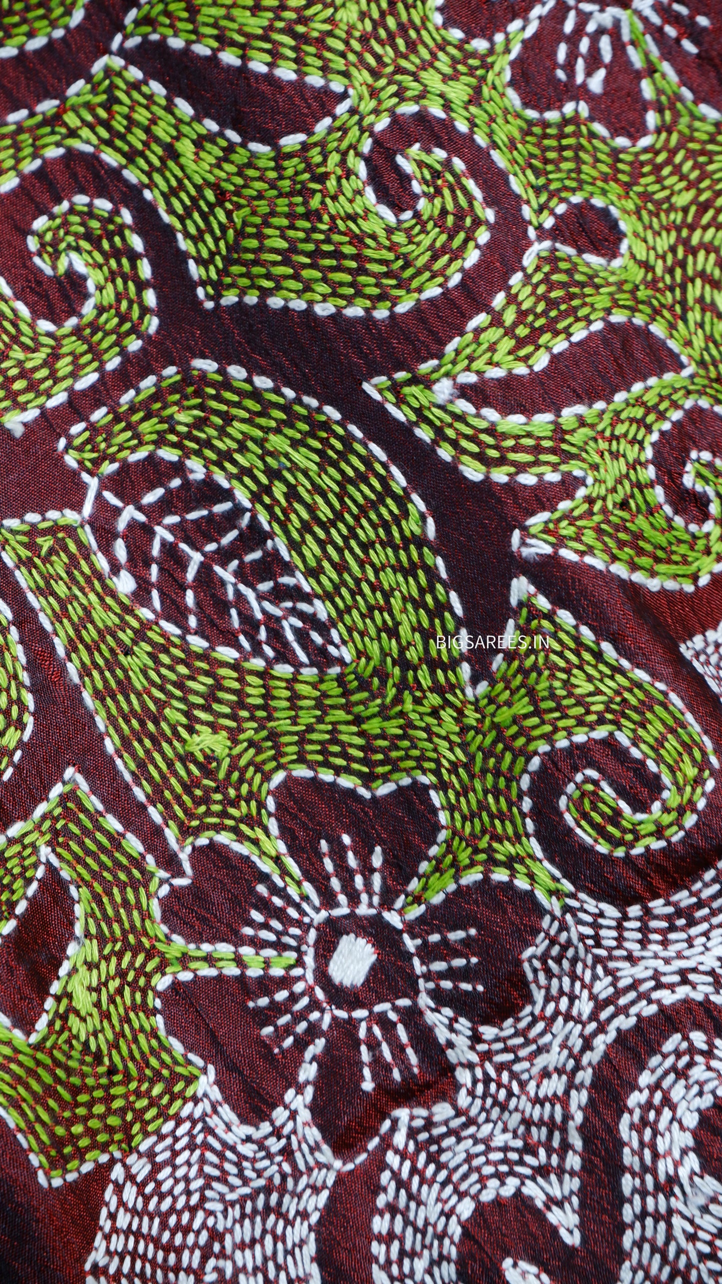 Kantha Art Silk Stole | Maroon | 22" |