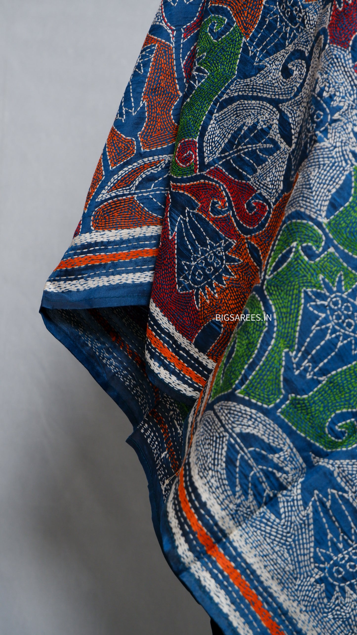 Kantha Art Silk Stole | Blue | 22" |