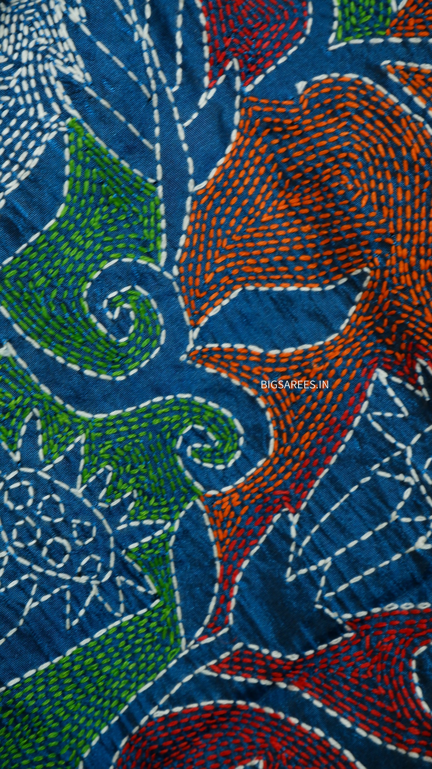 Kantha Art Silk Stole | Blue | 22" |