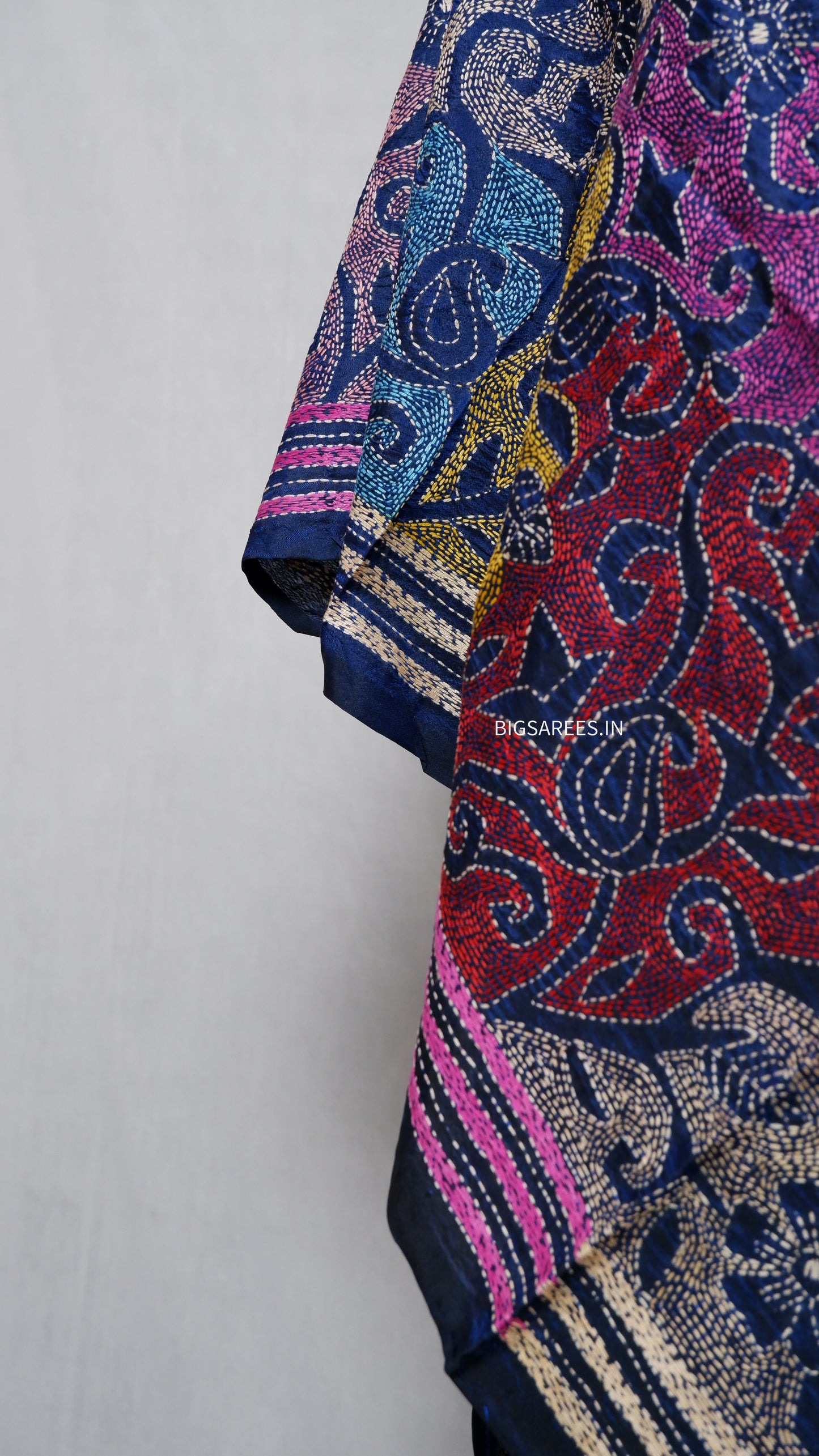 Kantha Art Silk Stole | Blue | 22" |