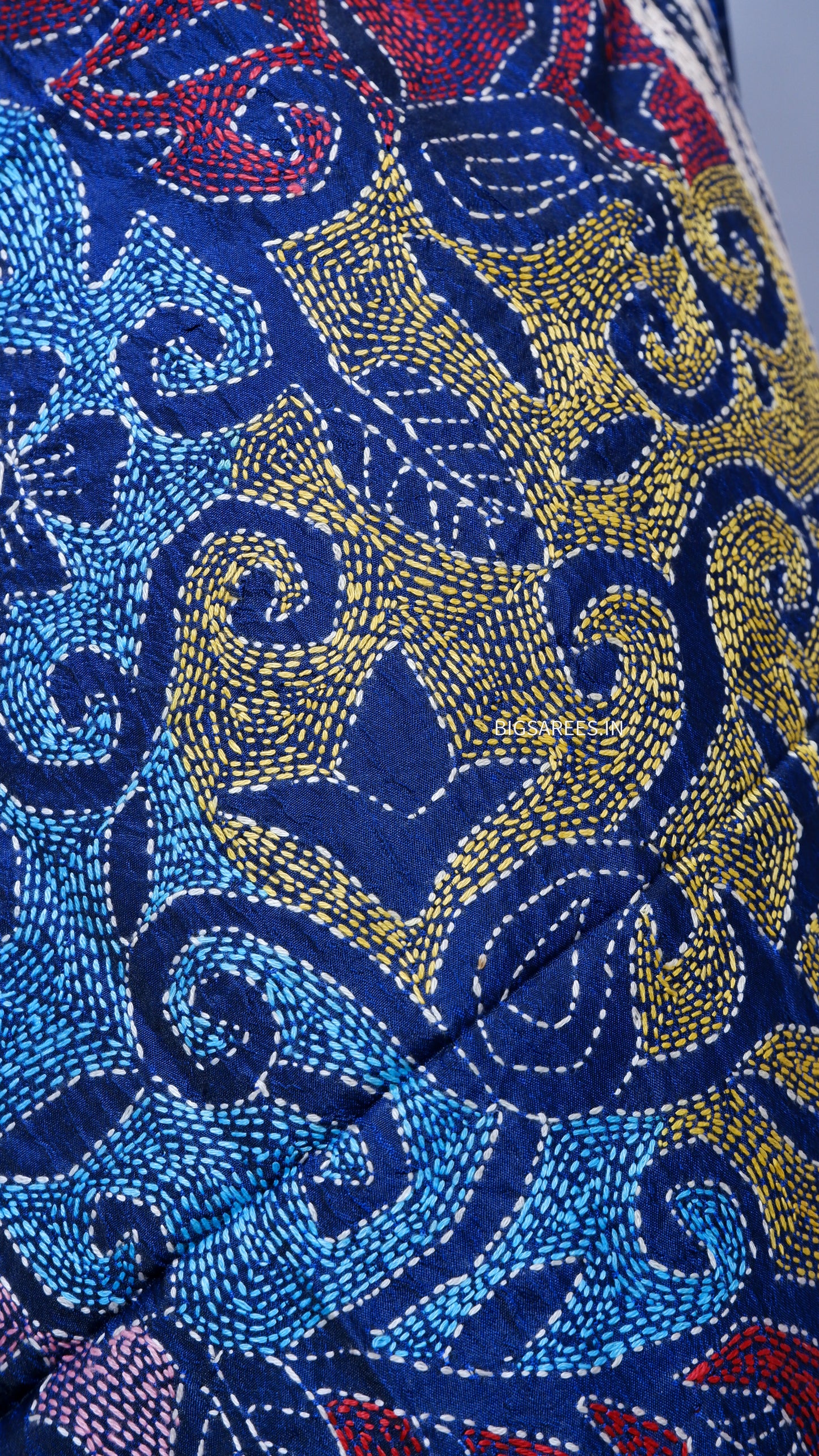 Kantha Art Silk Stole | Royal Blue | 22" |