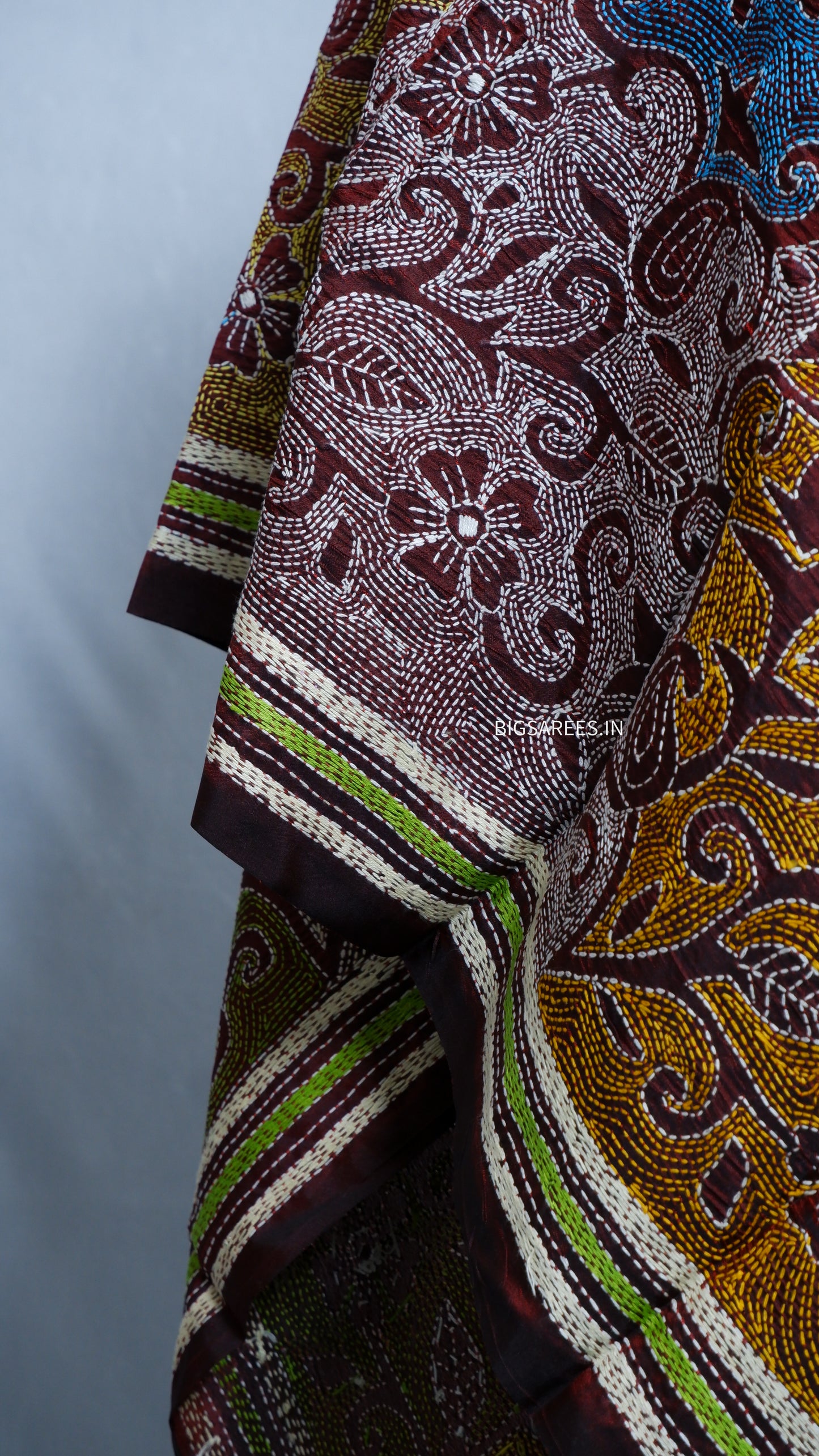 Kantha Art Silk Stole | Maroon | 22" |