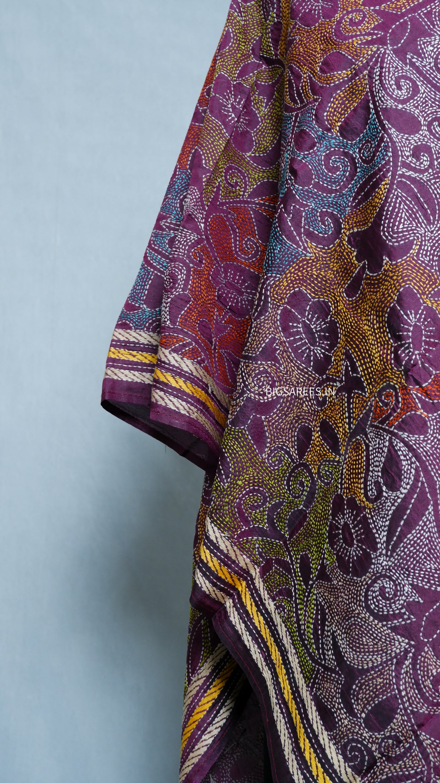 Kantha Art Silk Stole | Purple | 22" |