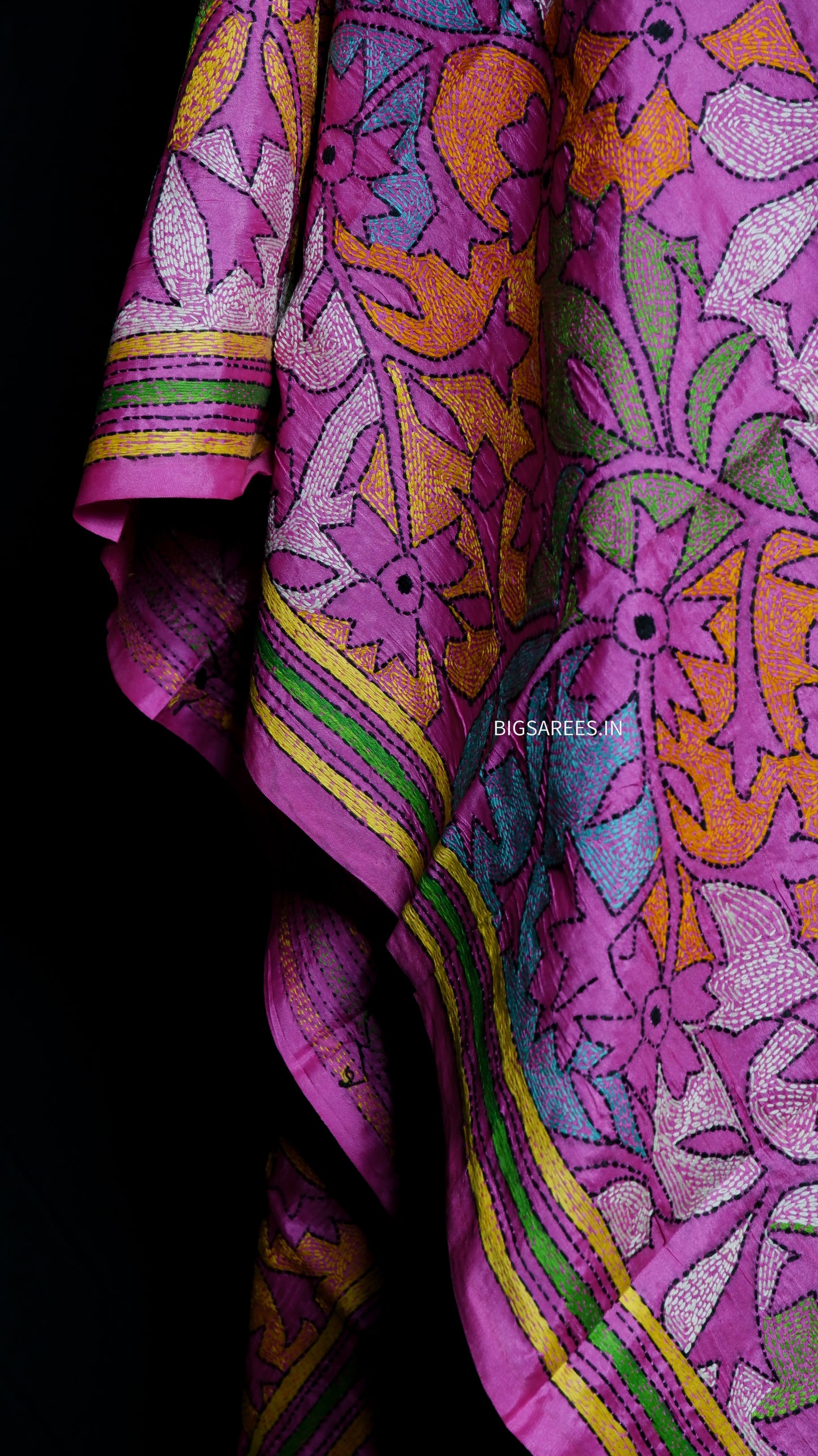 Kantha Art Silk Stole | Pink | 22" |