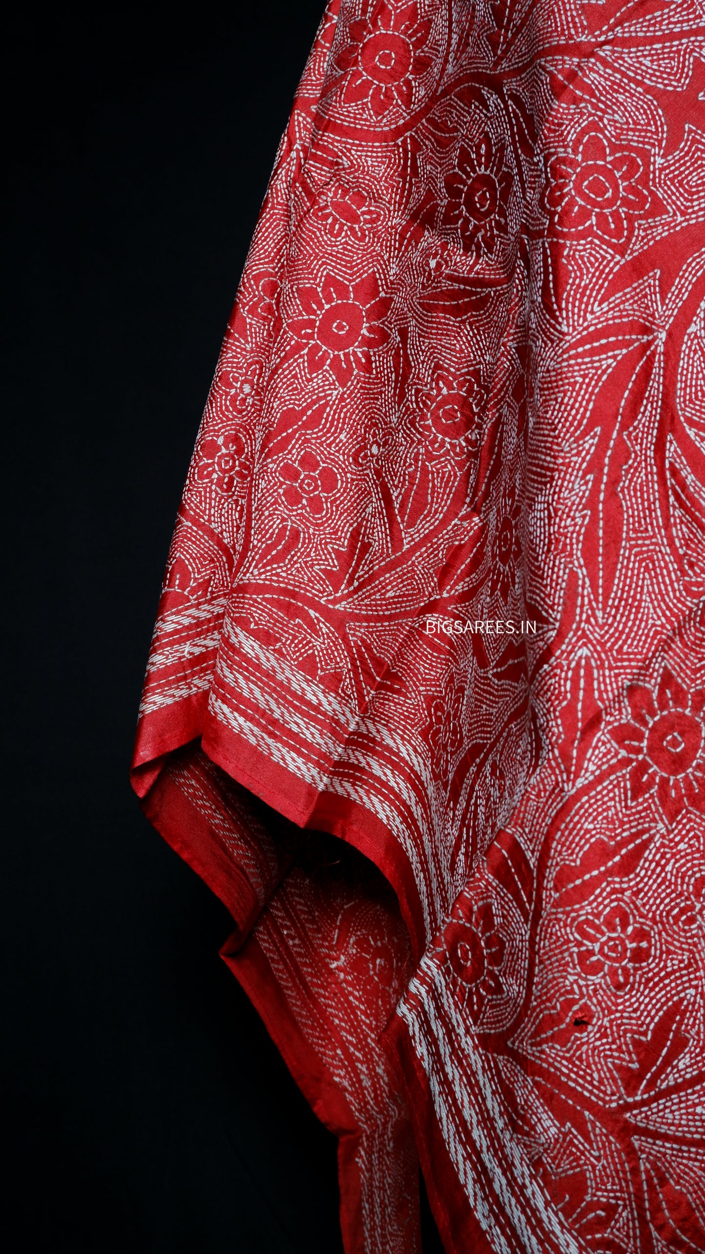 Kantha Art Silk Stole | Red | 22" |