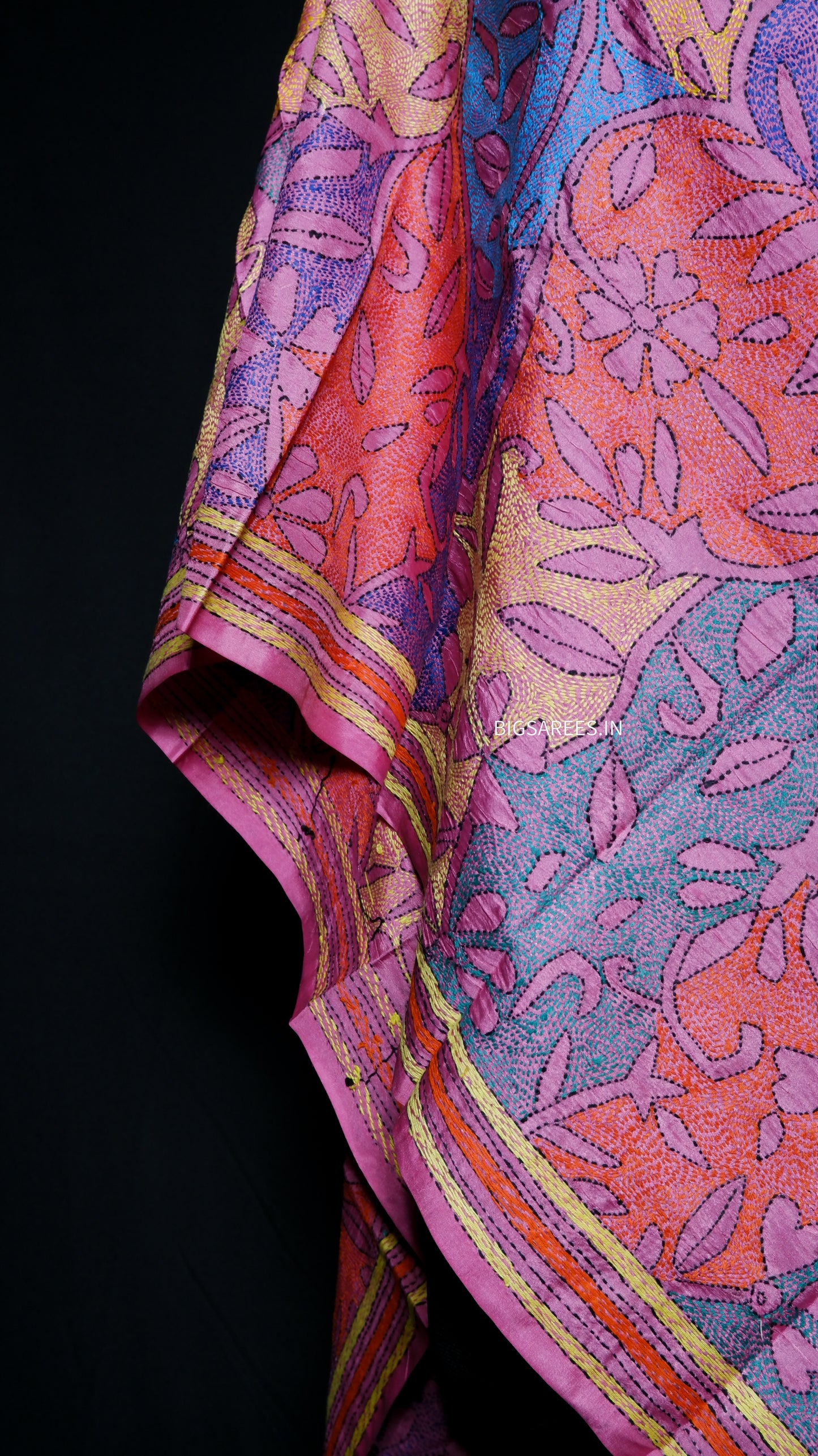 Kantha Art Silk Stole | Pink | 22" |