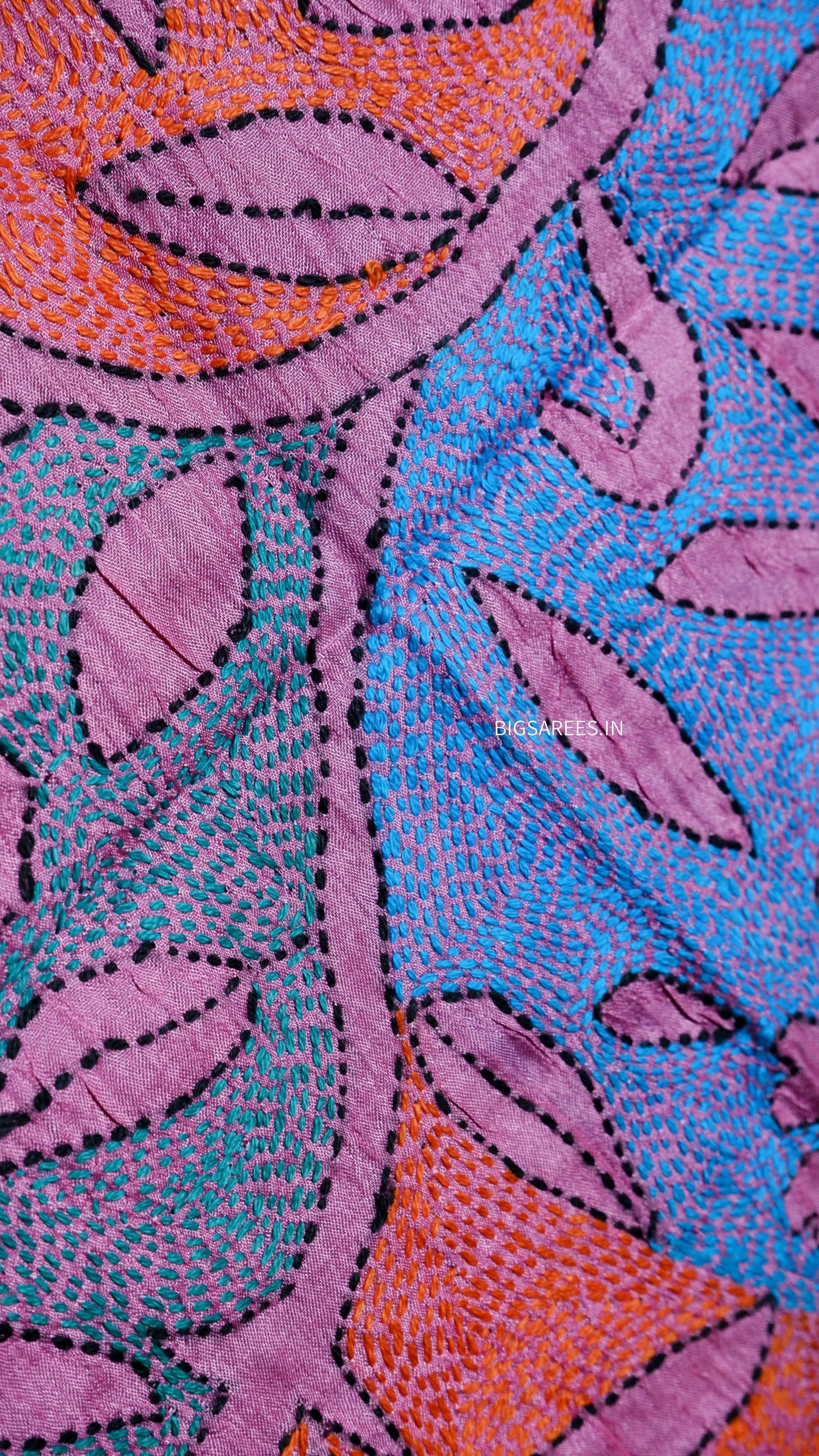 Kantha Art Silk Stole | Pink | 22" |