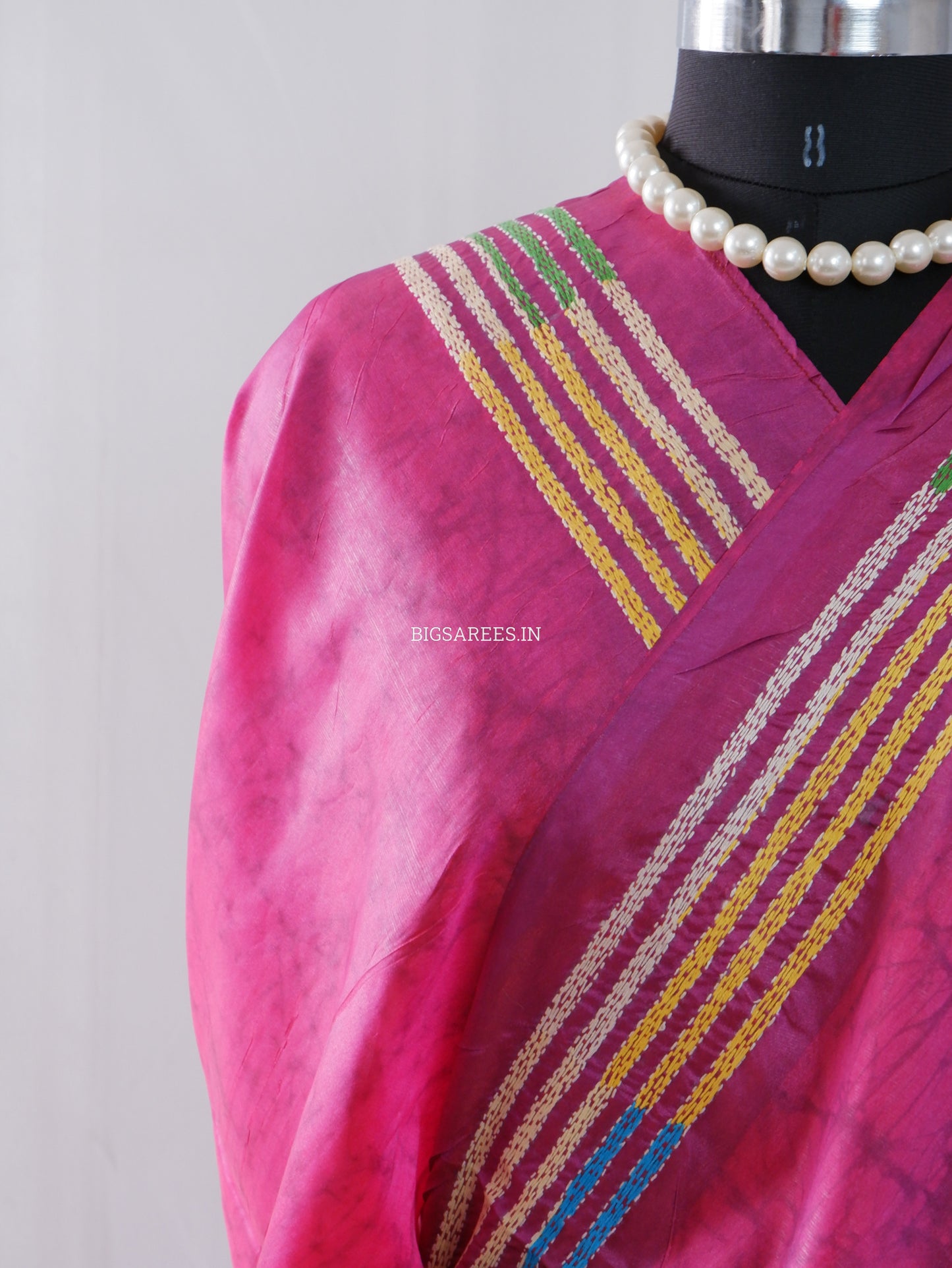 Kantha Hand Embroidered Saree | Blended Banglore Silk/Art Silk | Pink