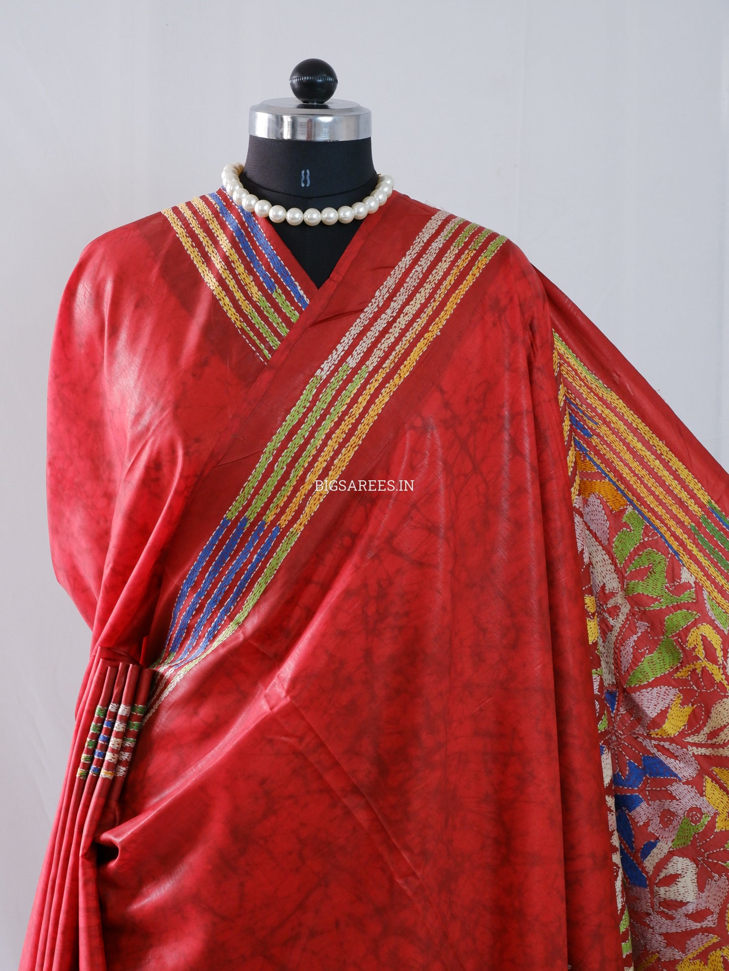 Kantha Stitch Hand Work Art Silk Saree With Blouse
