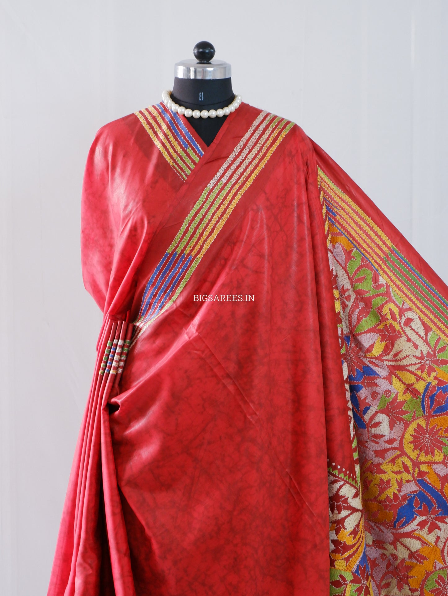 Kantha Stitch Hand Work Art Silk Saree With Blouse