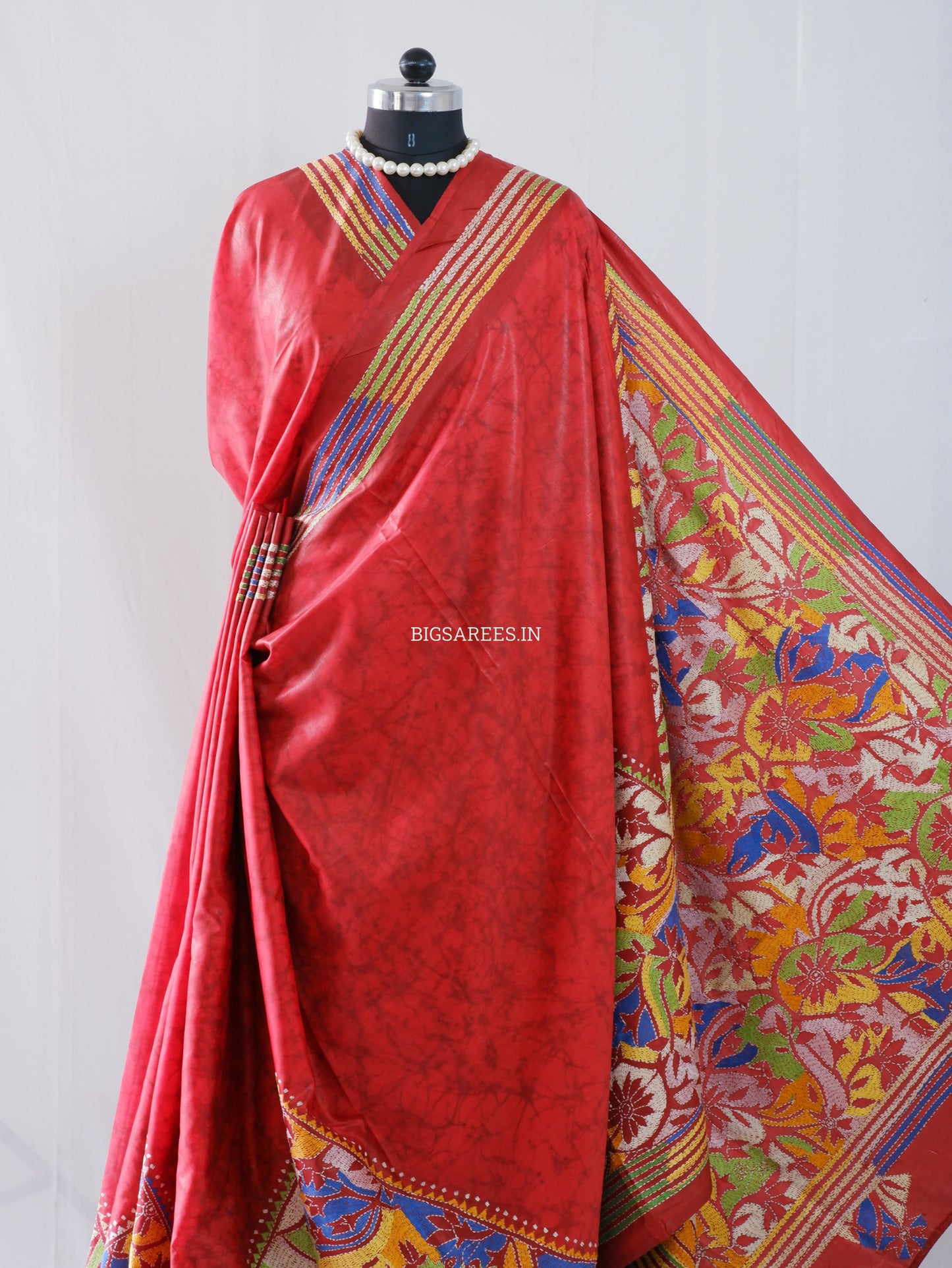 Kantha Stitch Hand Work Art Silk Saree With Blouse