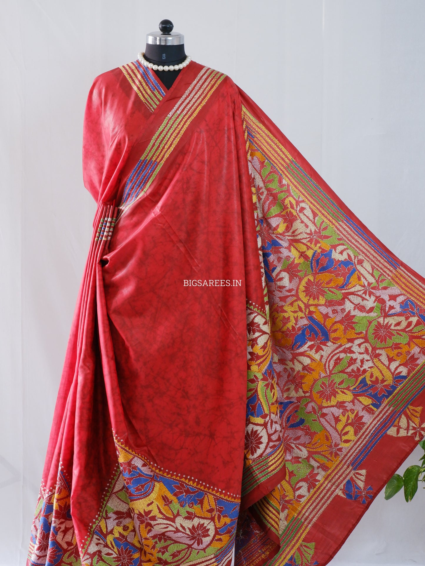 Kantha Stitch Hand Work Art Silk Saree With Blouse