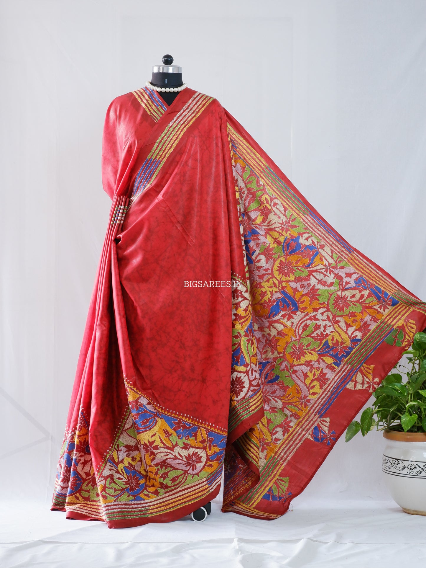 Kantha Stitch Hand Work Art Silk Saree With Blouse