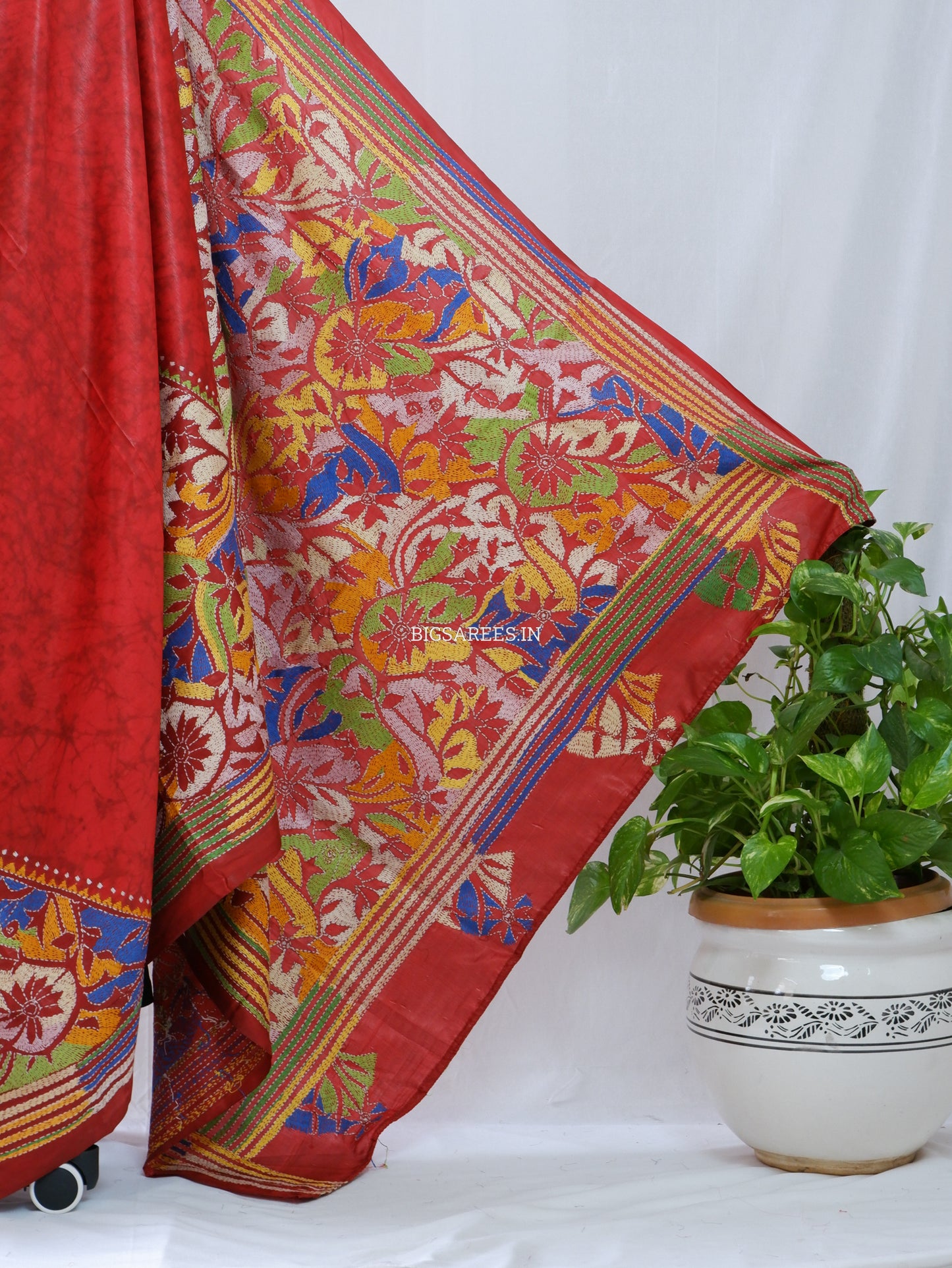 Kantha Stitch Hand Work Art Silk Saree With Blouse