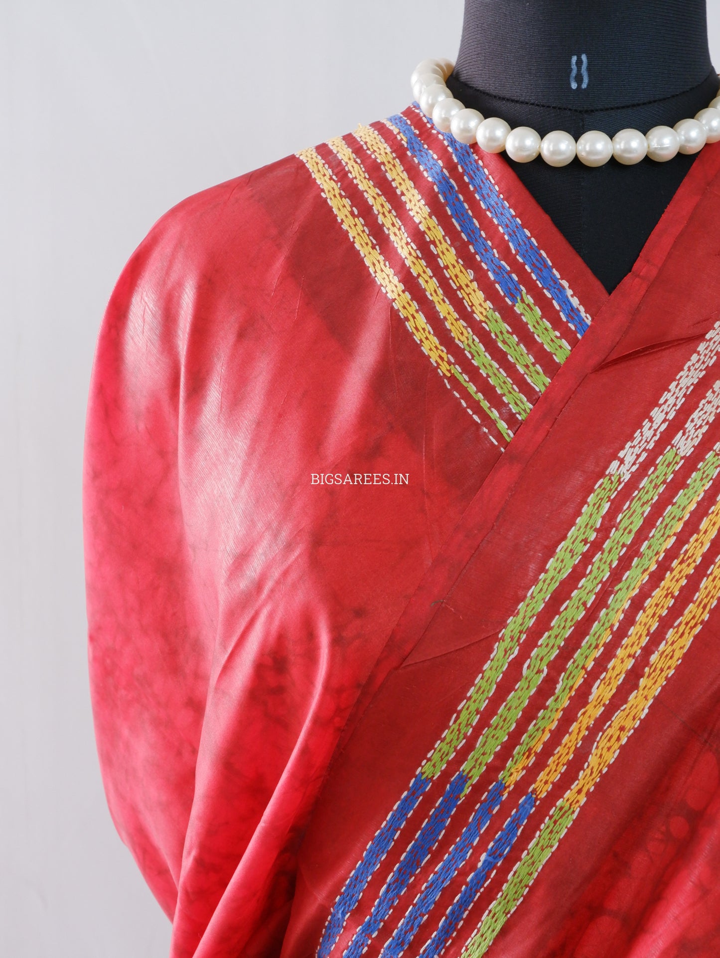 Kantha Stitch Hand Work Art Silk Saree With Blouse