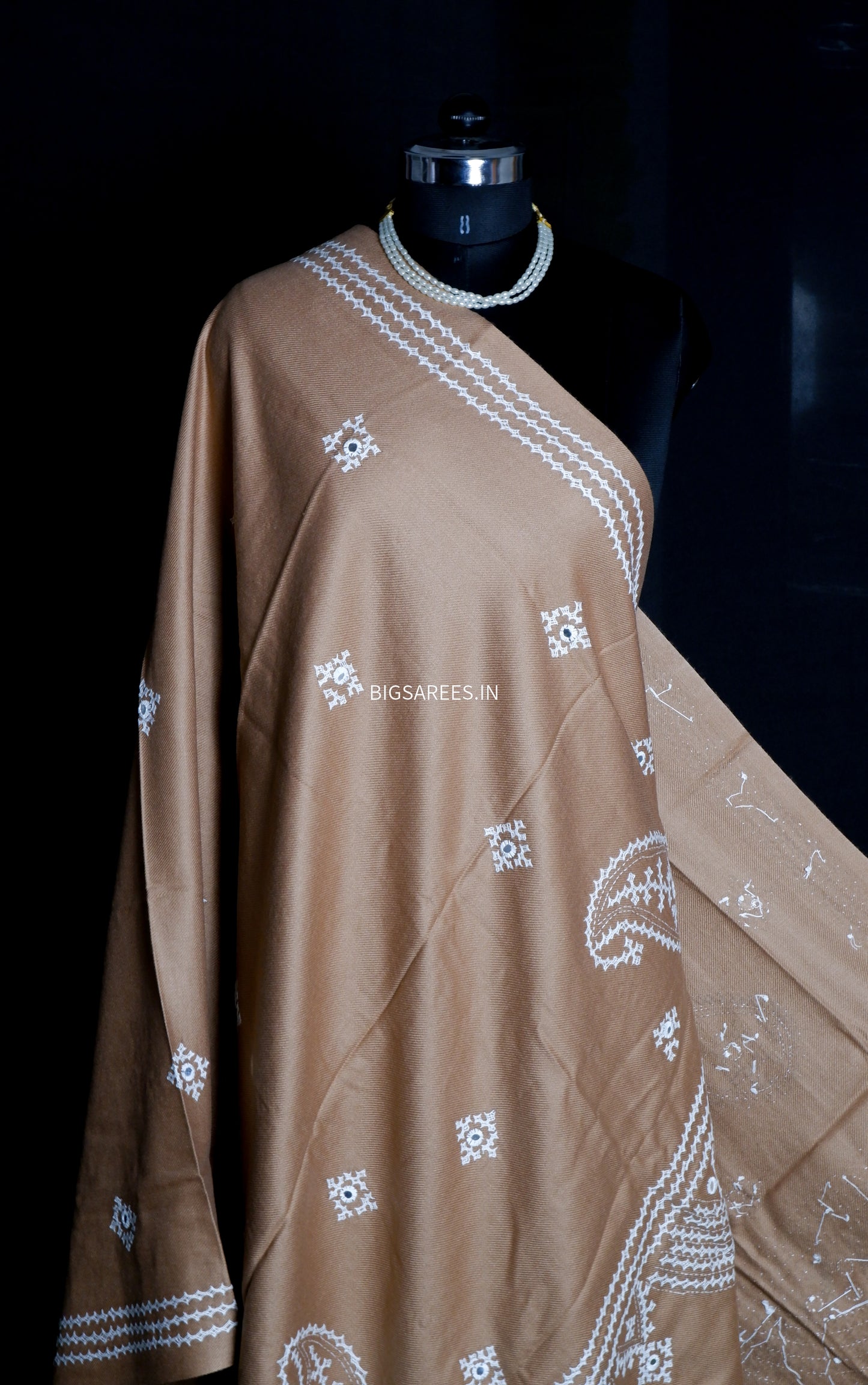 Gujrati Stitch Hand Embroidered Woollen Warm Shawl