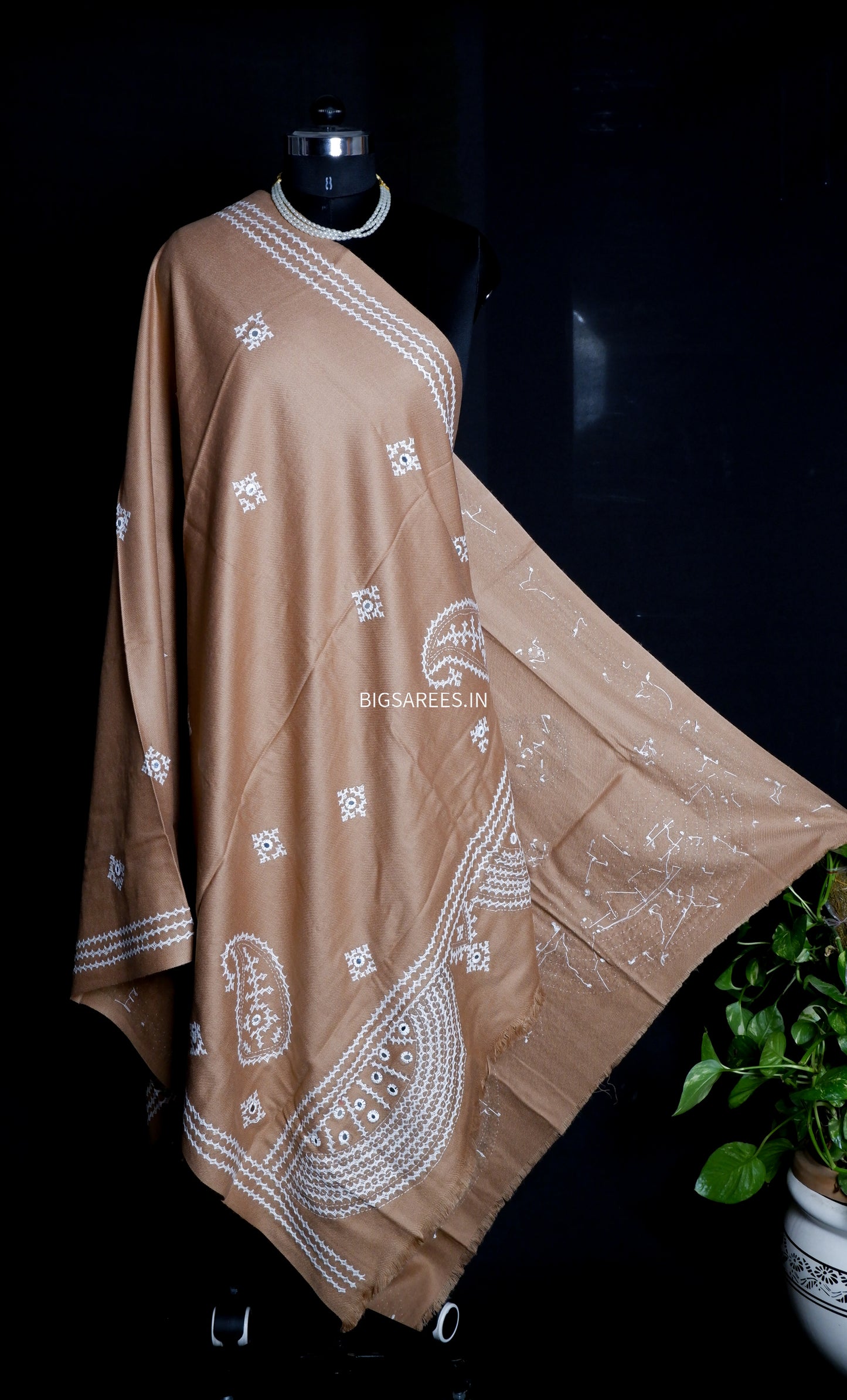 Gujrati Stitch Hand Embroidered Woollen Warm Shawl