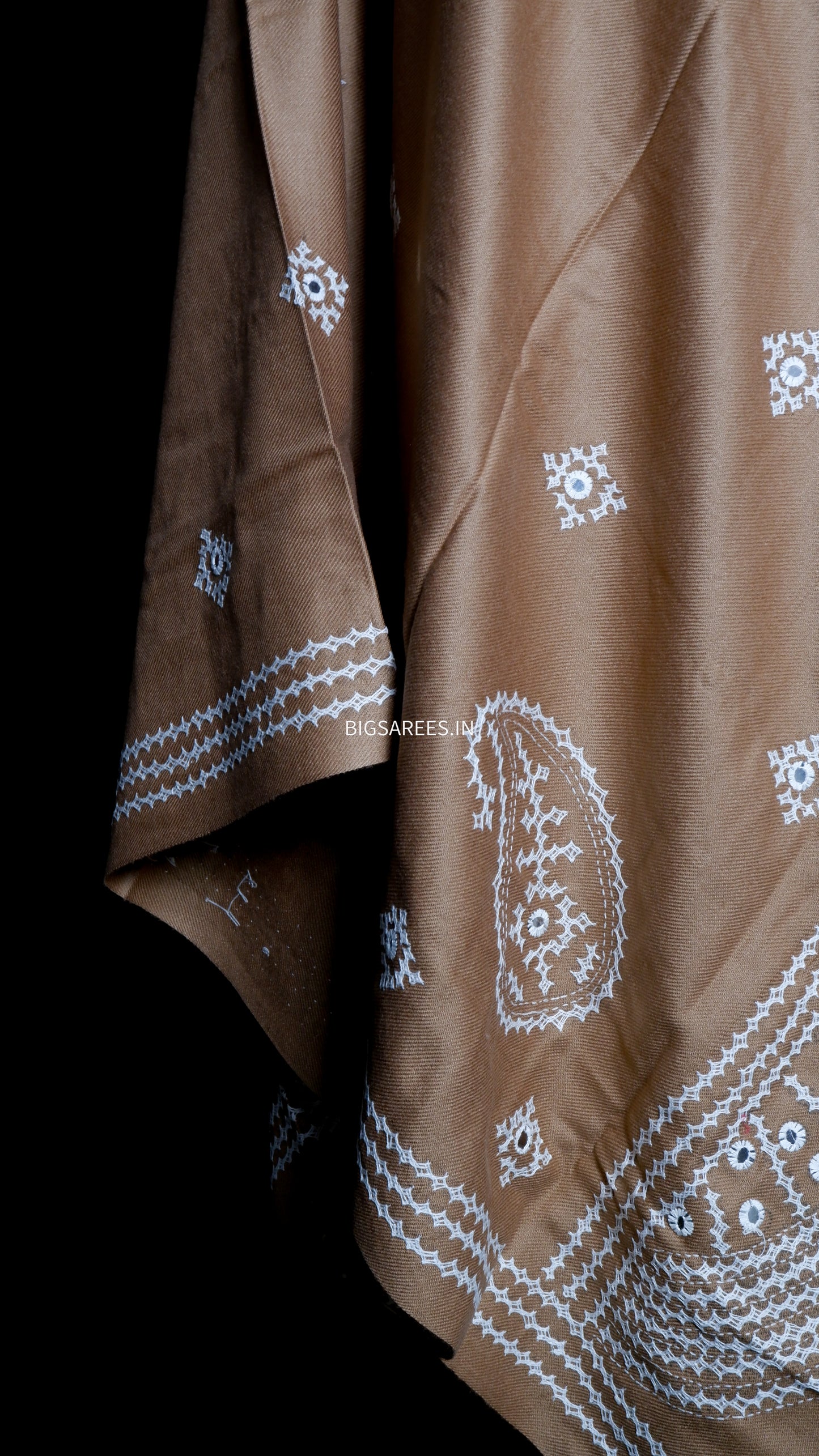 Gujrati Stitch Hand Embroidered Woollen Warm Shawl