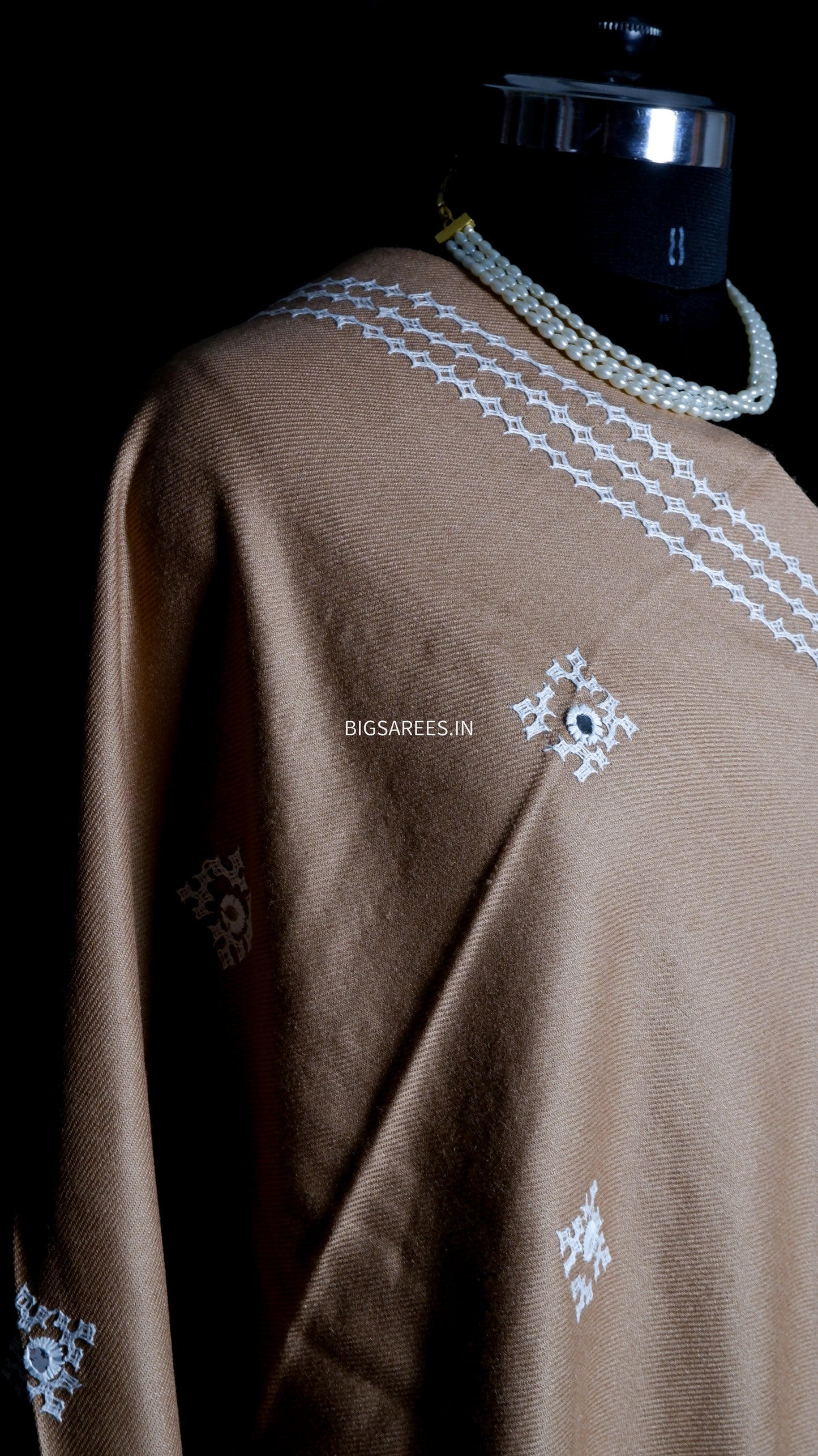 Gujrati Stitch Hand Embroidered Woollen Warm Shawl