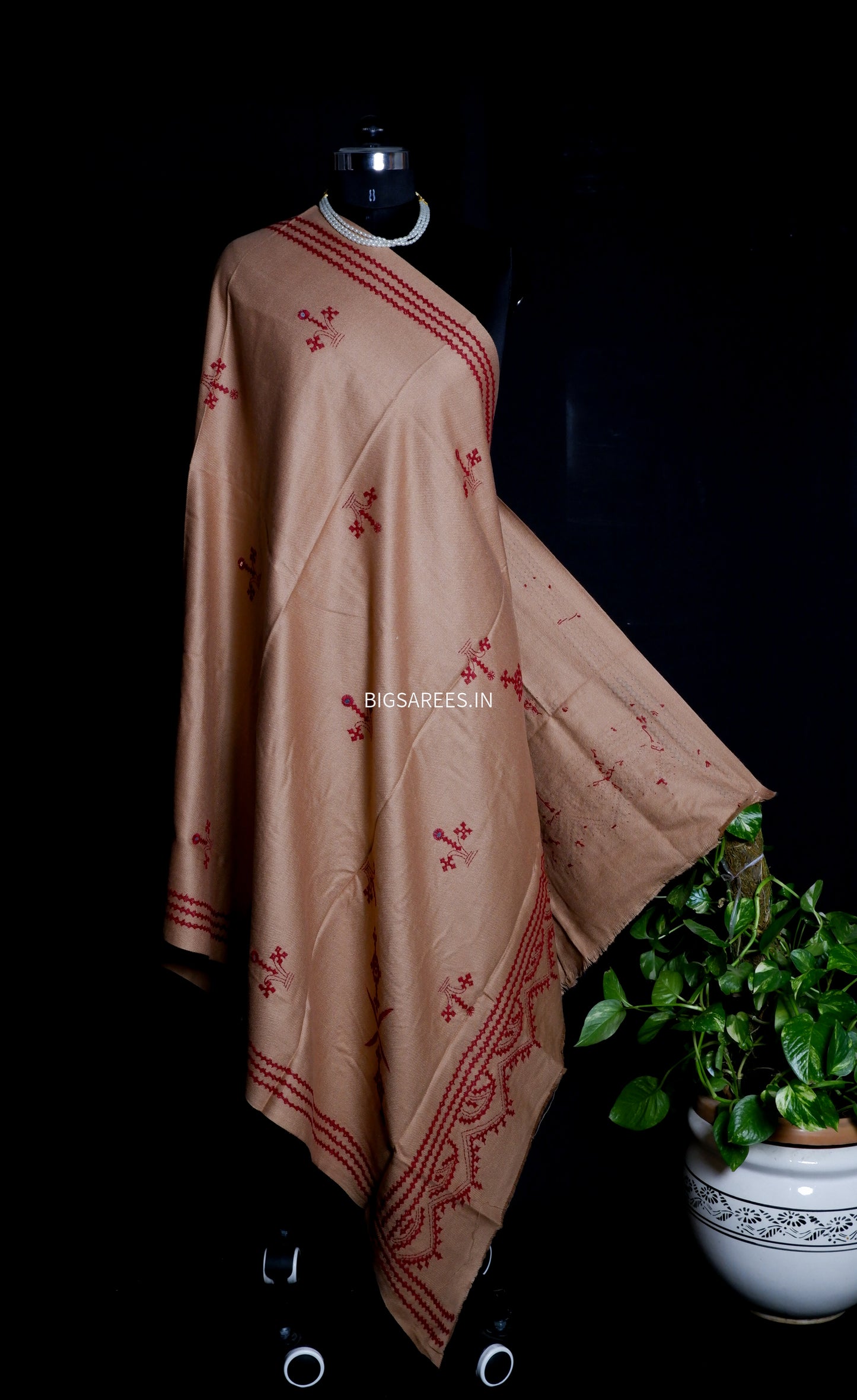 Gujrati Stitch Hand Embroidered Woollen Warm Shawl
