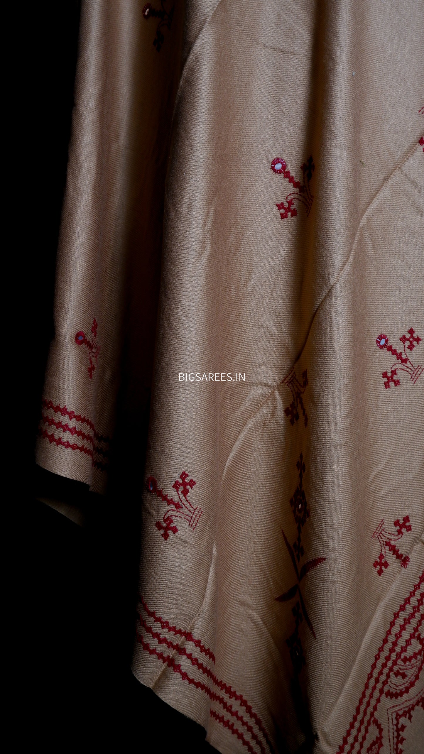 Gujrati Stitch Hand Embroidered Woollen Warm Shawl