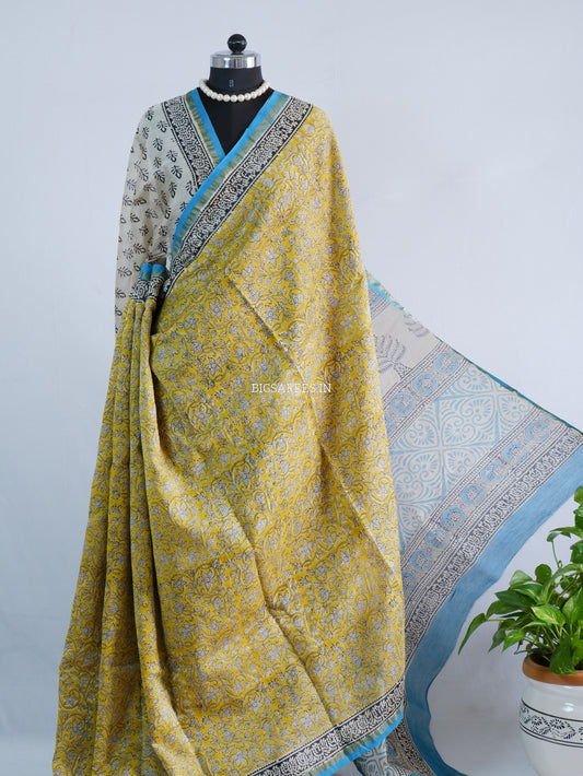 Hand Block Print Saree | Chanderi Silk |