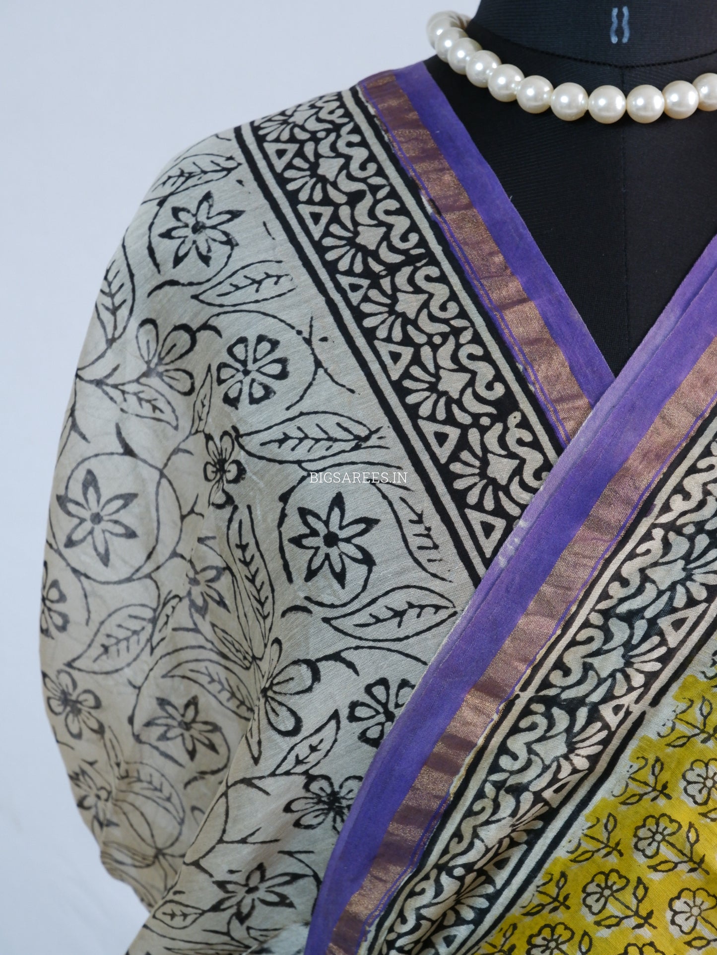 Hand Block Print Saree | Chanderi Silk | Yellow