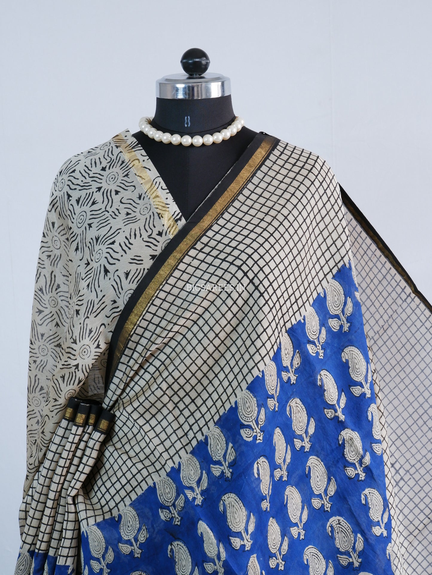 Hand Block Print Saree | Chanderi Silk | Indigo Blue