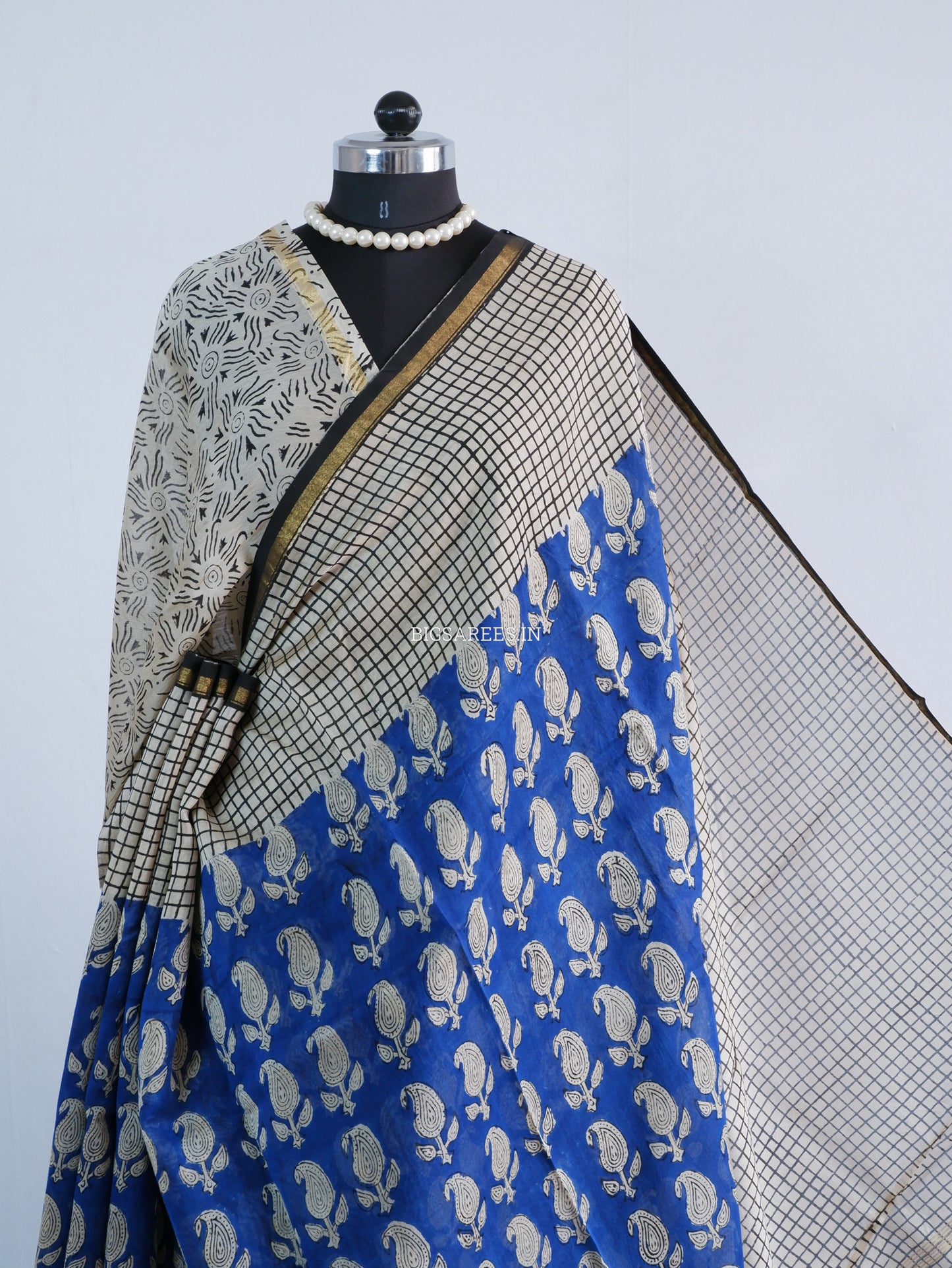 Hand Block Print Saree | Chanderi Silk | Indigo Blue